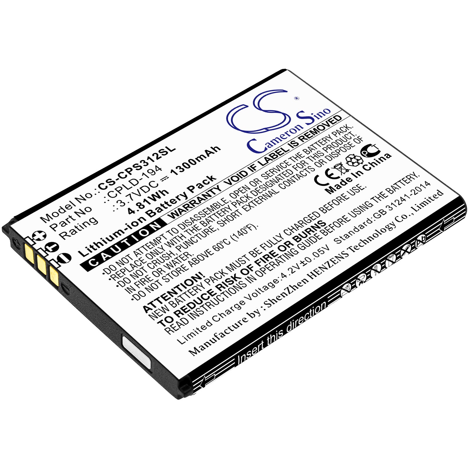 CS-CPS312SL Replacement Battery – Compatible with 3312A, Snap
