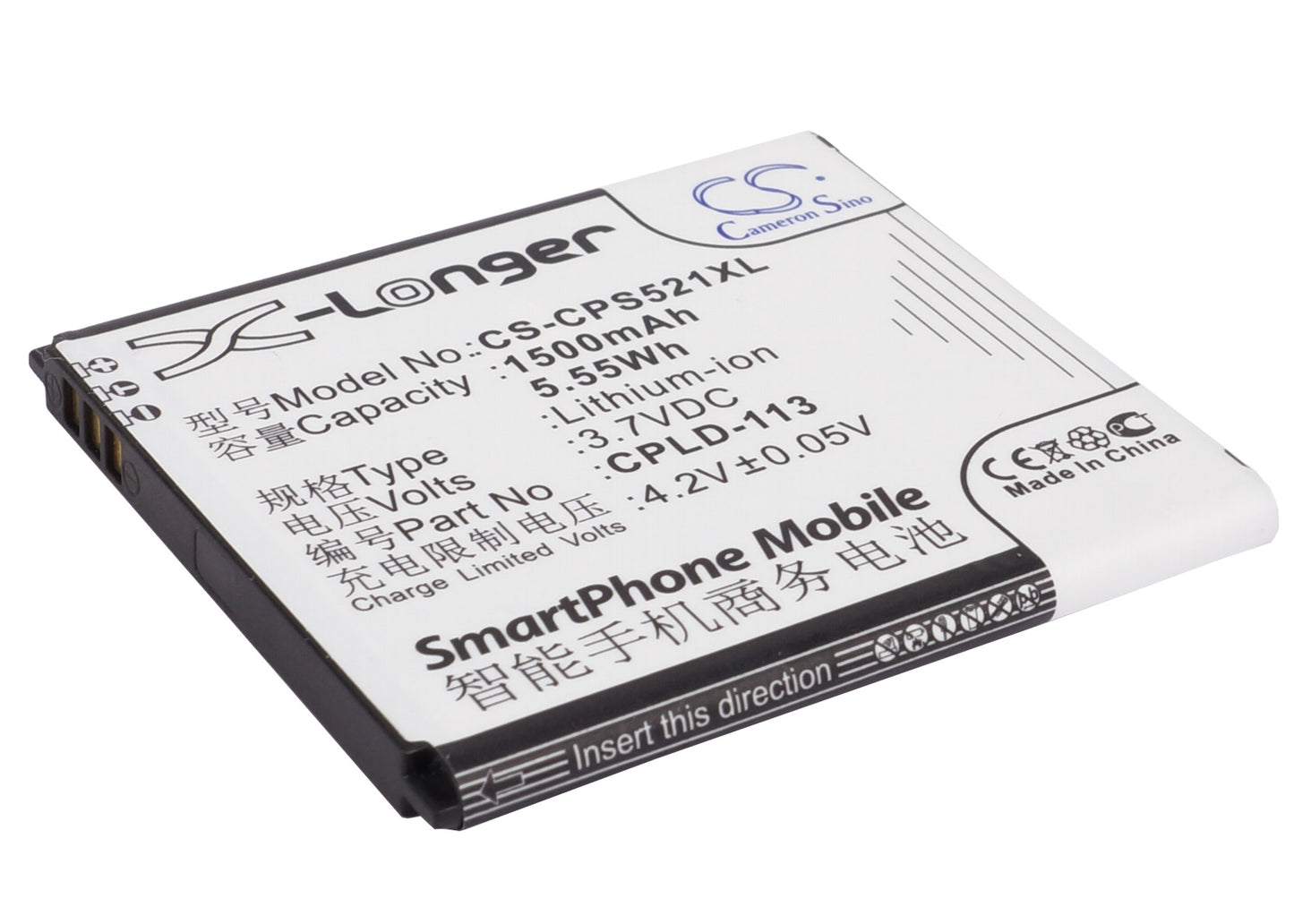 3.7V 1500mAh/5.55Wh Li-ion Mobile/SmartPhone Battery for Coolpad