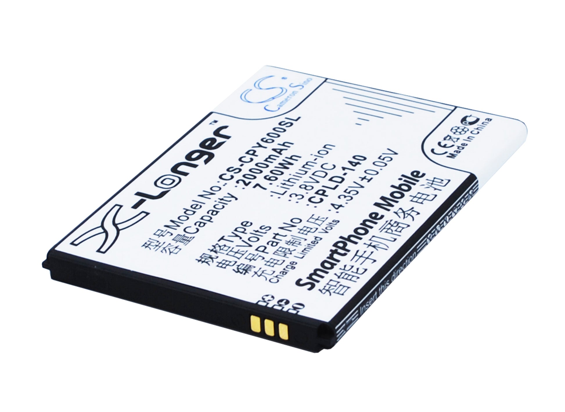 3.8V 2000mAh/7.60Wh Li-ion Mobile/SmartPhone Battery for Coolpad