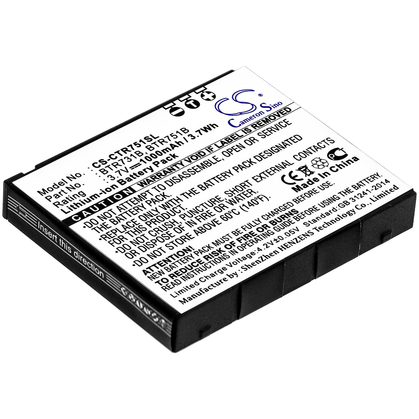 CS-CTR751SL Replacement Battery – Compatible with C731, C751, GzOne Rock C731, GzOne Rock C751, GzoneE Ravine C751