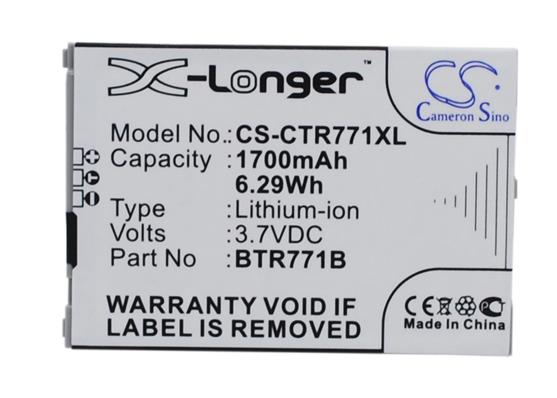 3.7V 1700mAh/6.29Wh Li-ion Mobile/SmartPhone Battery for Verizon