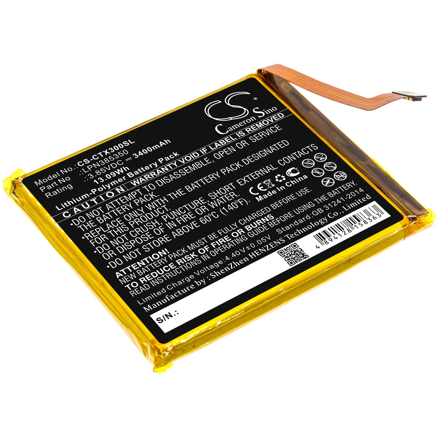 CS-CTX300SL Replacement Battery – Compatible with Action X3, Action-X3, Core X3, Core-X3, Trekker X3
