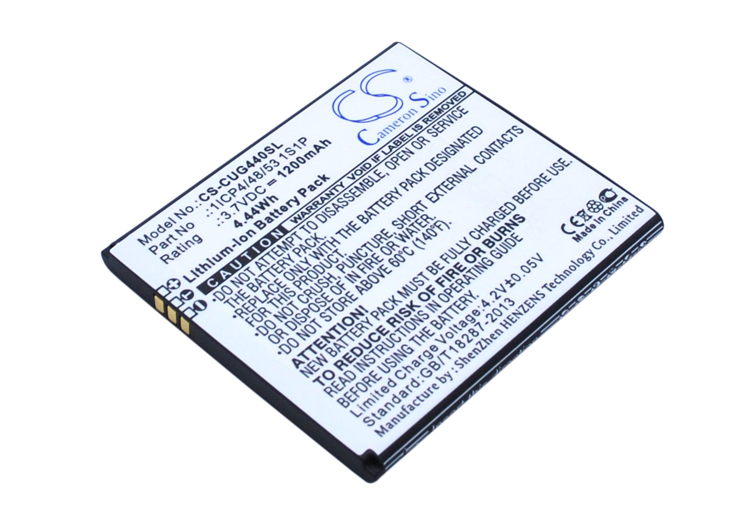 3.7V 1200mAh/4.44Wh Li-ion Mobile/SmartPhone Battery for CUBE1