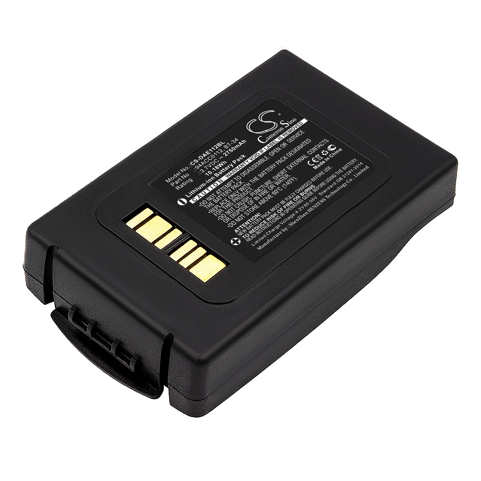 3.7V 2750mAh/10.18Wh Li-ion Barcode/Scanner Battery for Datalogic