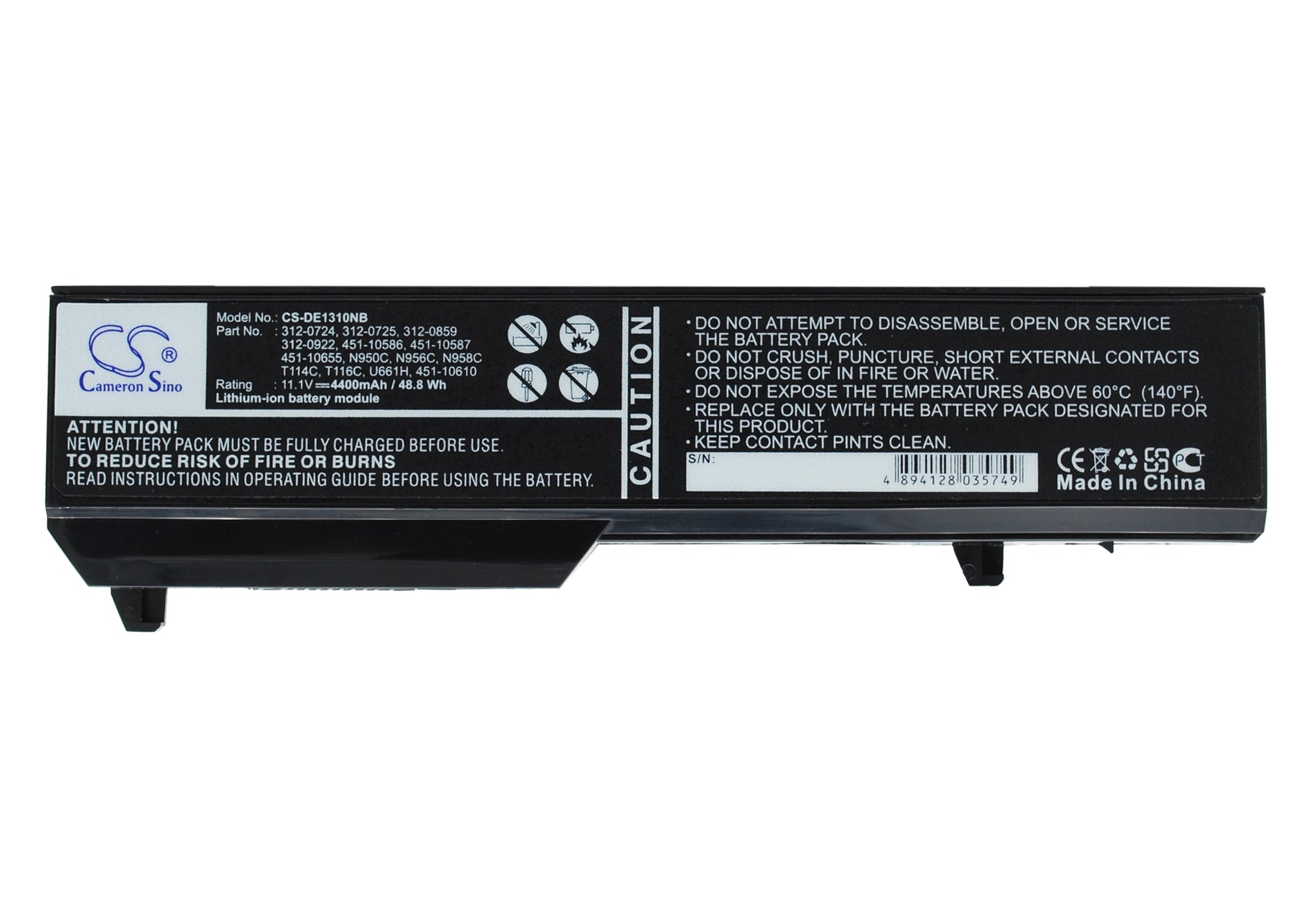 11.1V 4400mAh/48.8Wh Li-ion Notebook/Laptop Battery for DELL