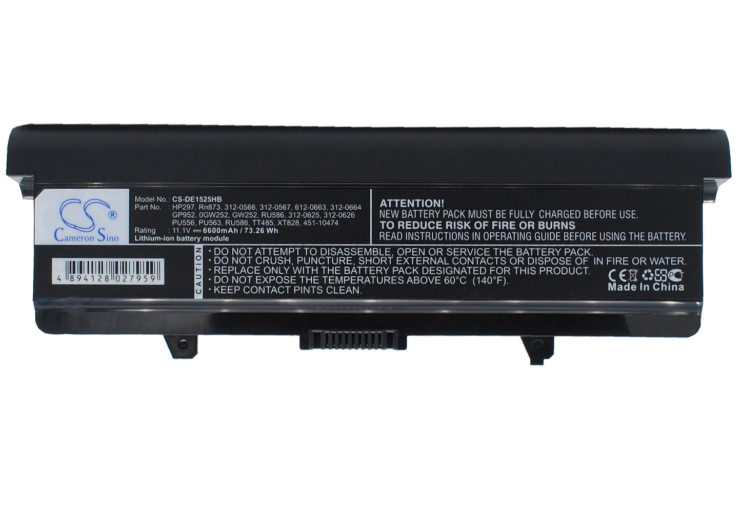 11.1V 6600mAh Li-ion Notebook/Laptop Battery for DELL