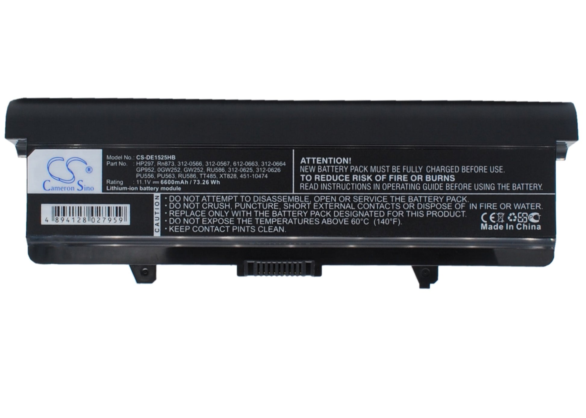 11.1V 6600mAh Li-ion Notebook/Laptop Battery for DELL