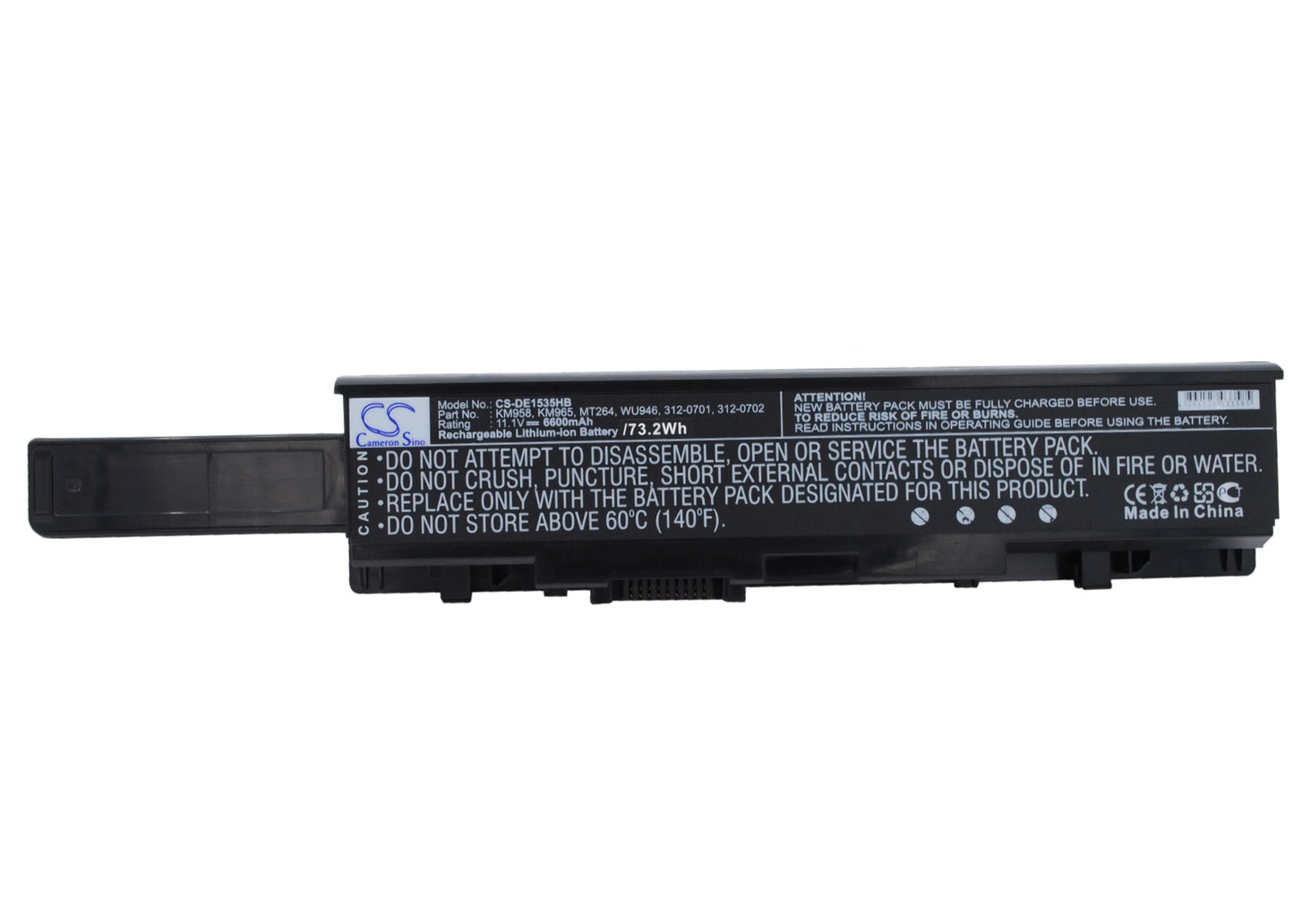 11.1V 6600mAh/73.26Wh Li-ion Notebook/Laptop Battery for DELL