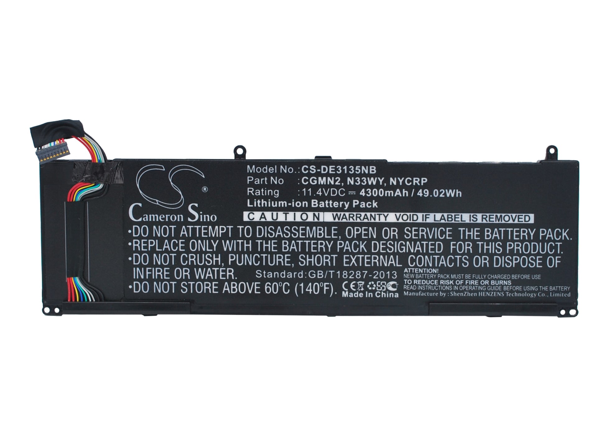 11.4V 4300mAh/49.02Wh Li-ion Notebook/Laptop Battery for DELL