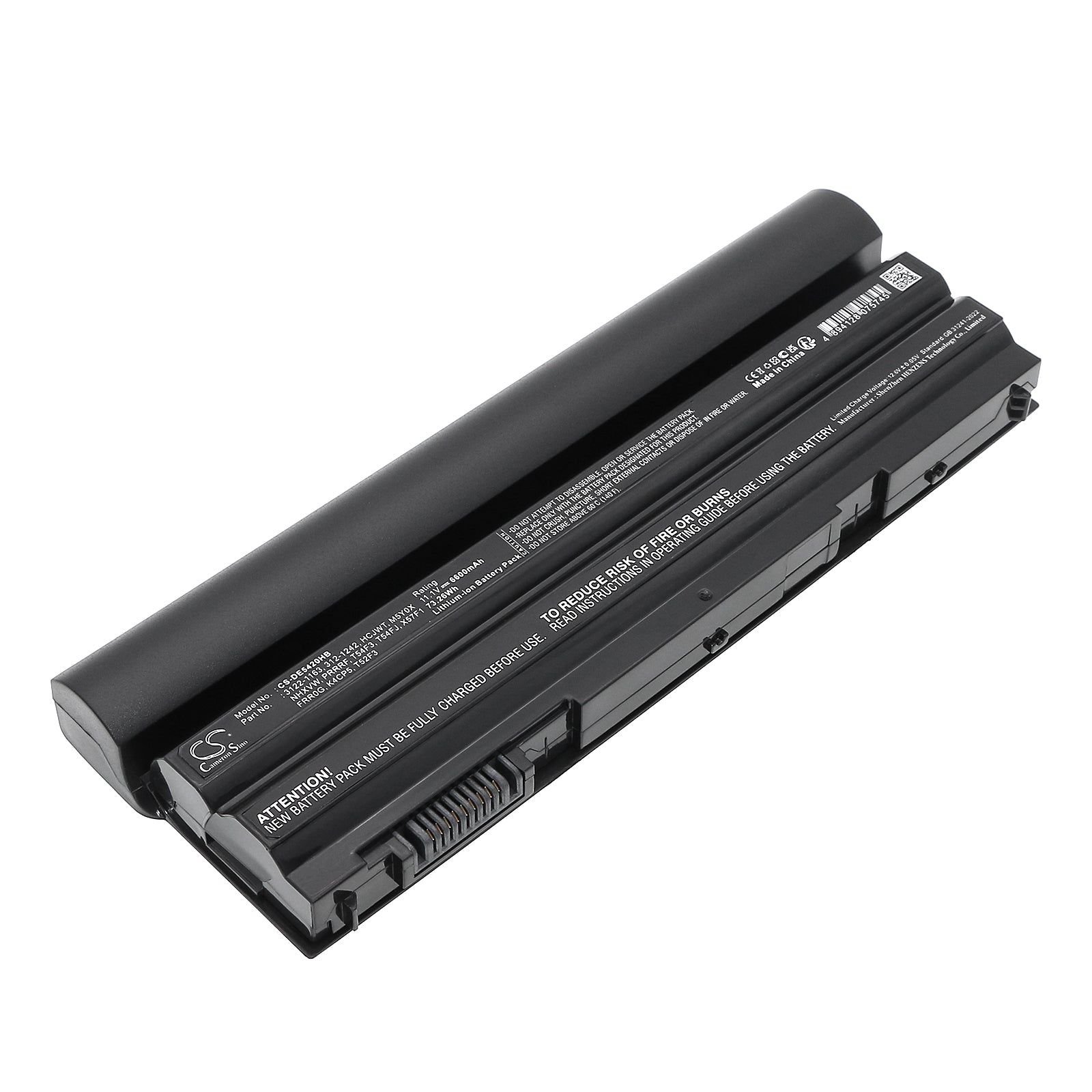 11.1V 6600mAh/73.26Wh Li-ion Notebook/Laptop Battery for DELL