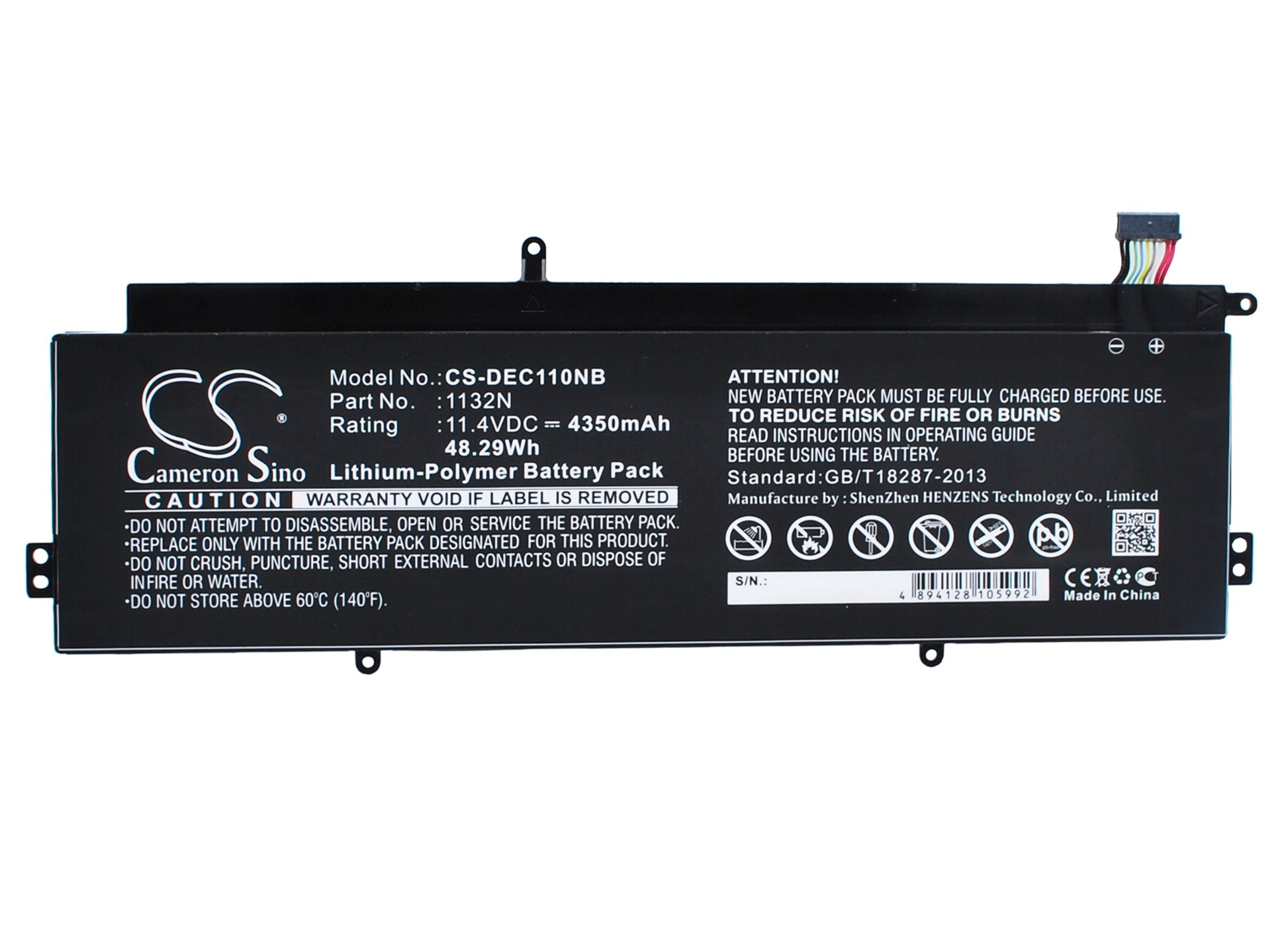 11.4V 4350mAh/48.29Wh Li-Polymer Notebook/Laptop Battery for DELL
