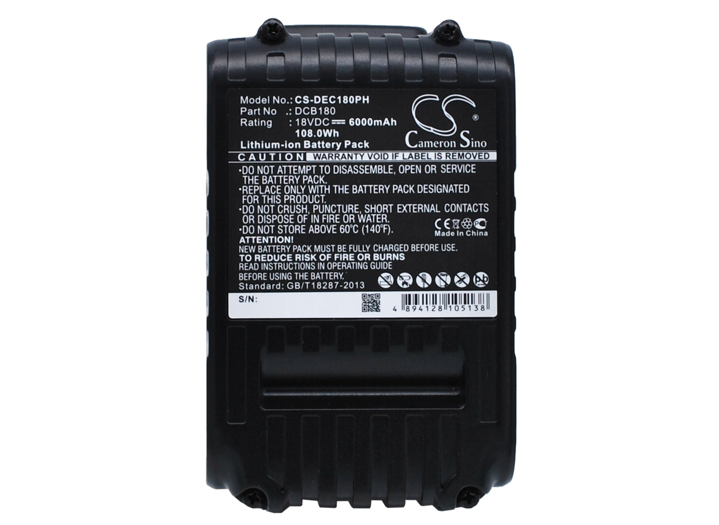18V 6000mAh/108.00Wh Li-ion Power Tools Battery for Dewalt