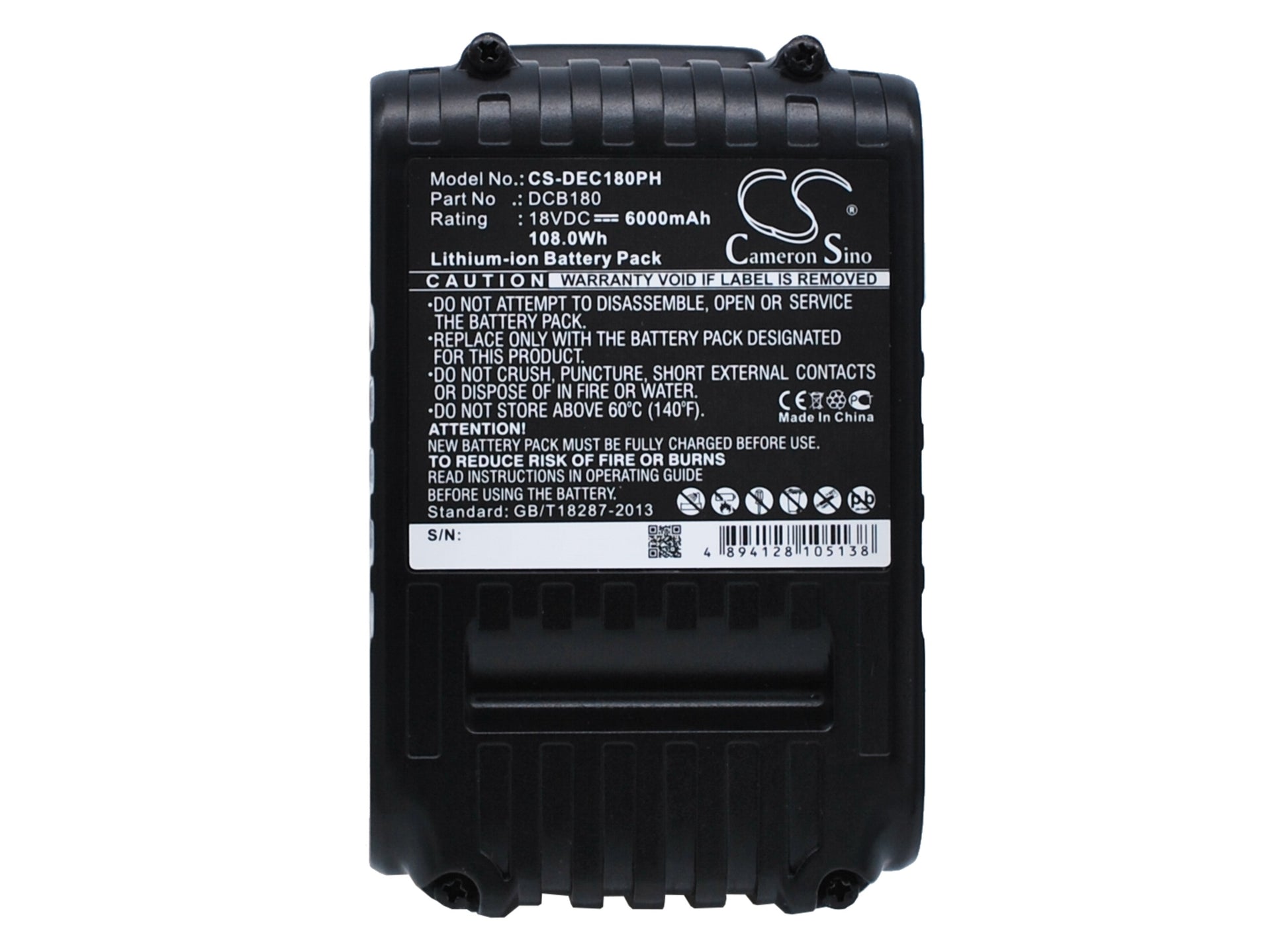 18V 6000mAh/108.00Wh Li-ion Power Tools Battery for Dewalt