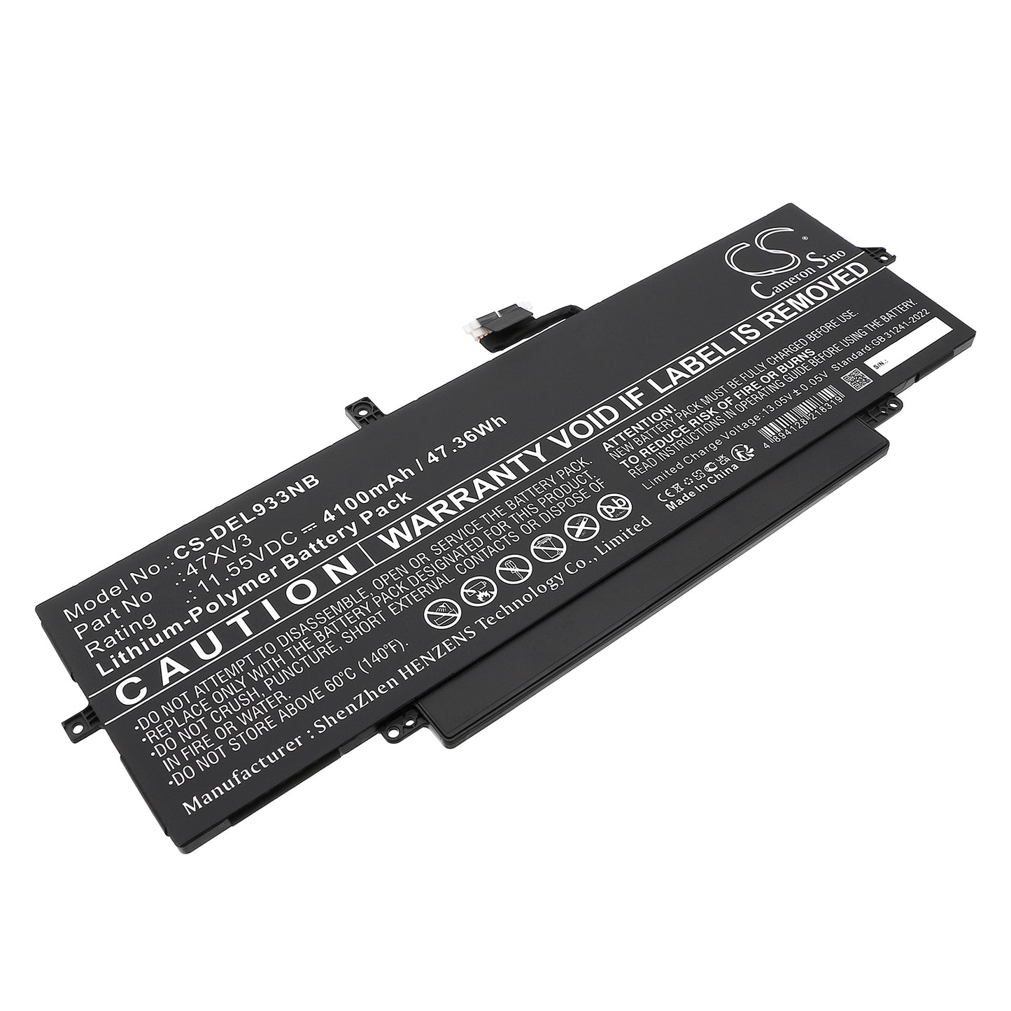 CS-DEL933NB Replacement Battery – Compatible with Latitude 9330, Latitude 9330 2-in-1, Latitude 9330 4JG2Y, Latitude 9330 6W5R4, Latitude 9330 V2KRT