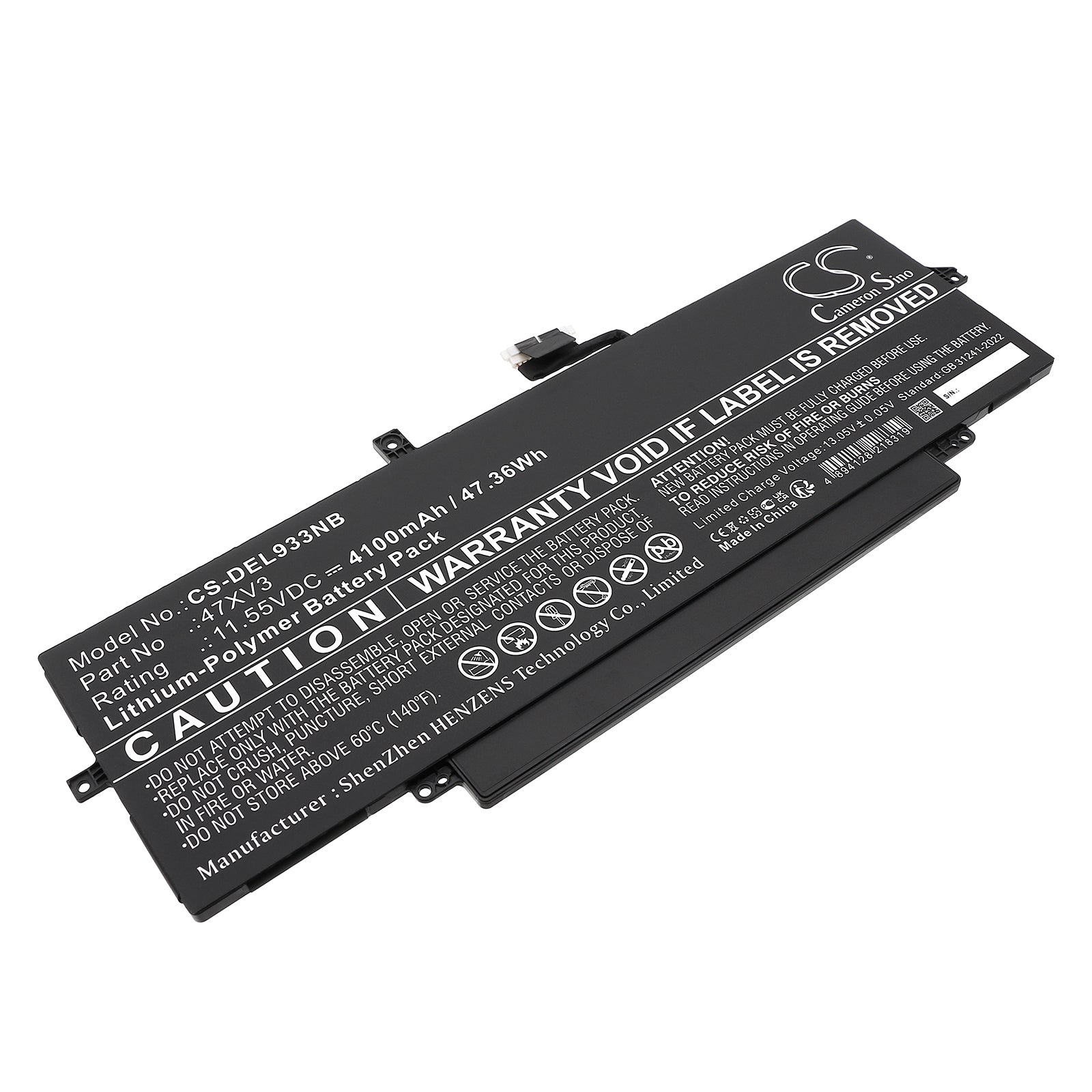 CS-DEL933NB Replacement Battery – Compatible with Latitude 9330, Latitude 9330 2-in-1, Latitude 9330 4JG2Y, Latitude 9330 6W5R4, Latitude 9330 V2KRT