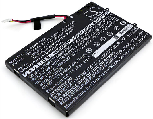 14.8V 4250mAh/62.90Wh Li-Polymer Notebook/Laptop Battery for DELL