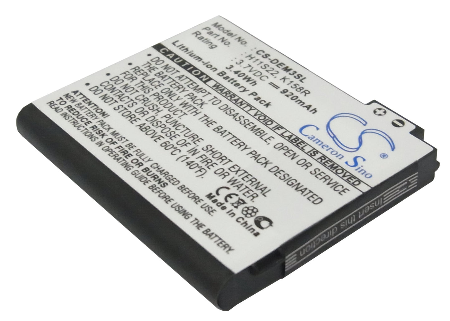 3.7V 920mAh/3.4Wh Li-ion Mobile/SmartPhone Battery for DELL