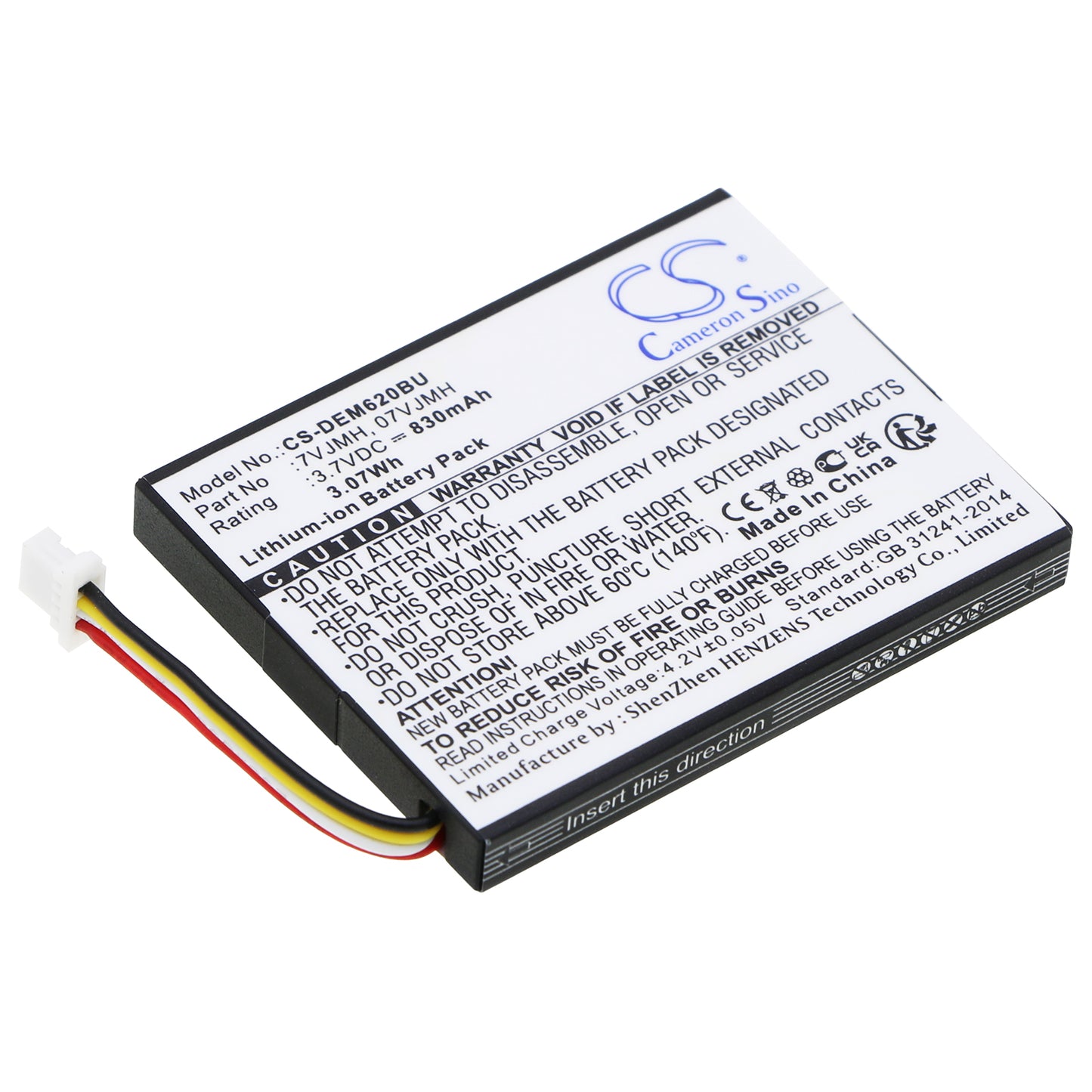3.7V 830mAh/3.07Wh Li-ion RAID Controller Battery for DELL