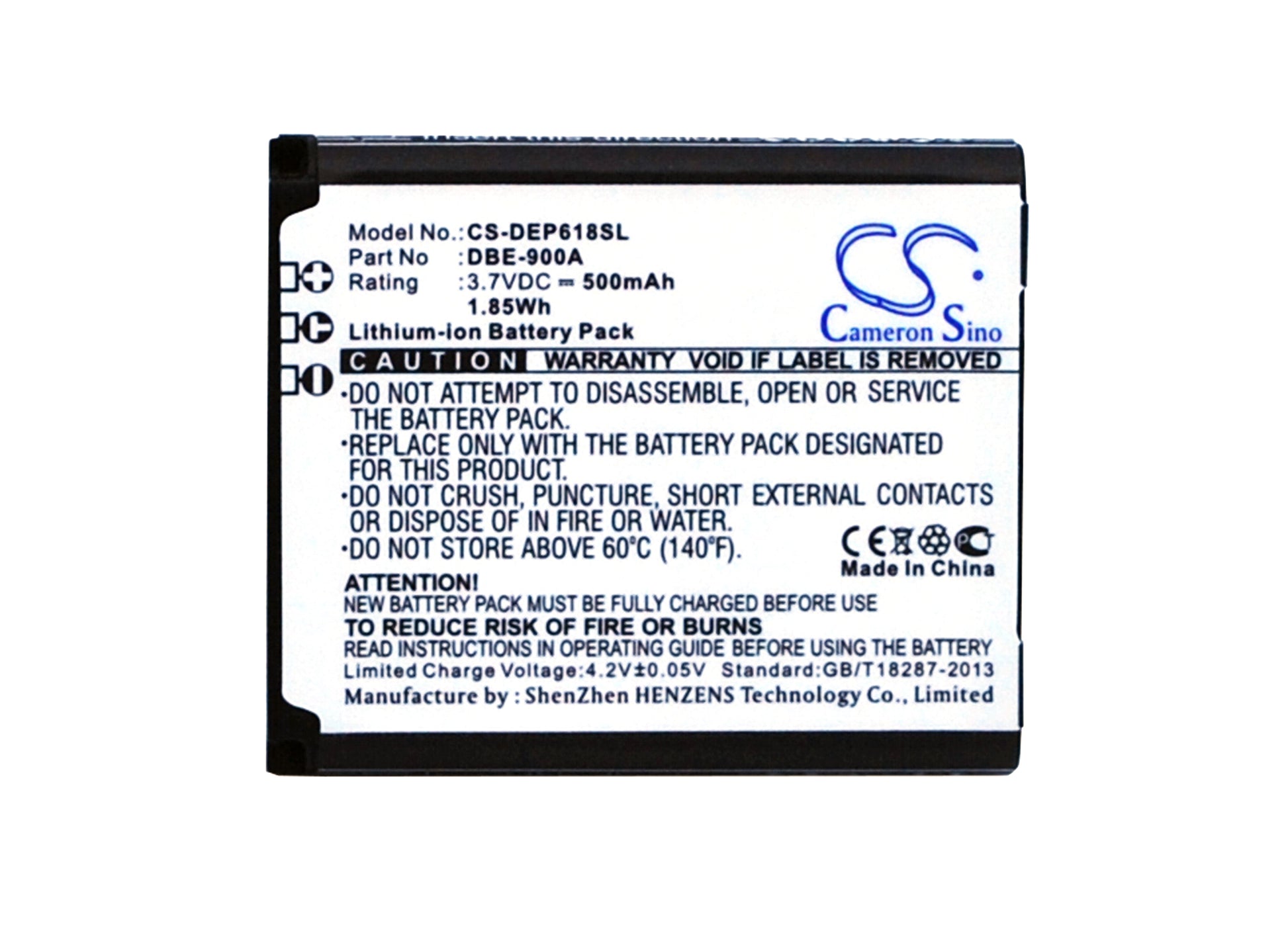 3.7V 500mAh/1.85Wh Li-ion Mobile/SmartPhone Battery for Doro