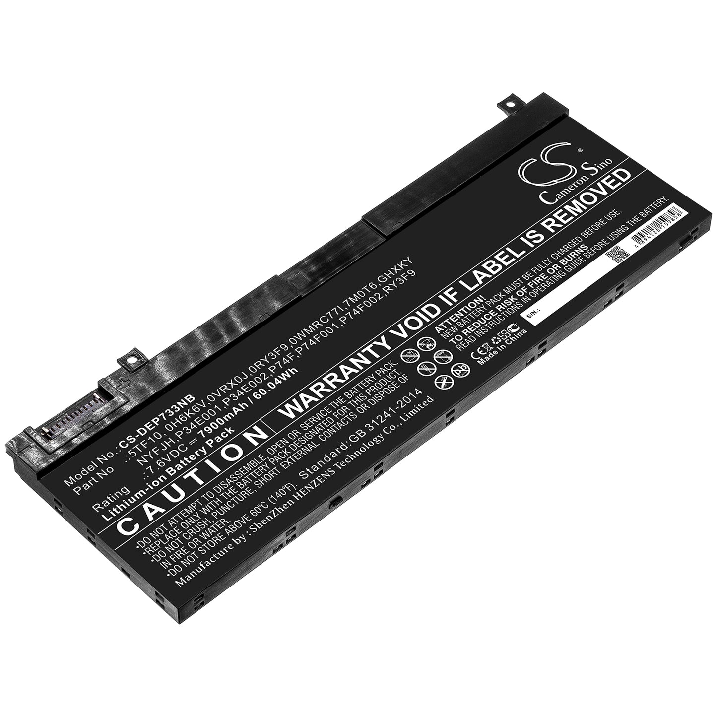 CS-DEP733NB Replacement Battery – Compatible with Precision 7330, Precision 7530, Precision 7540