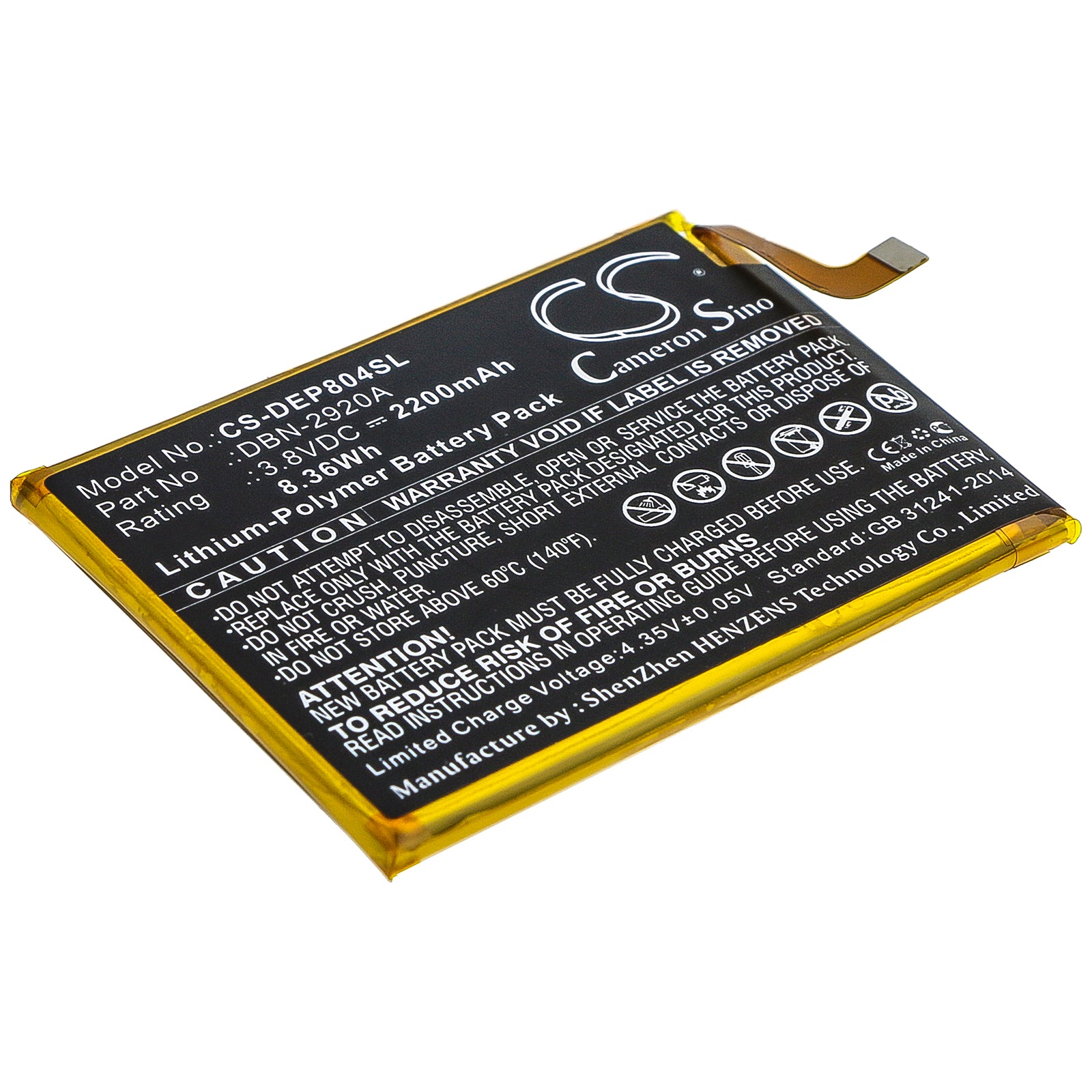 3.8V 2200mAh/8.36Wh Li-Polymer Mobile/SmartPhone Battery for Doro
