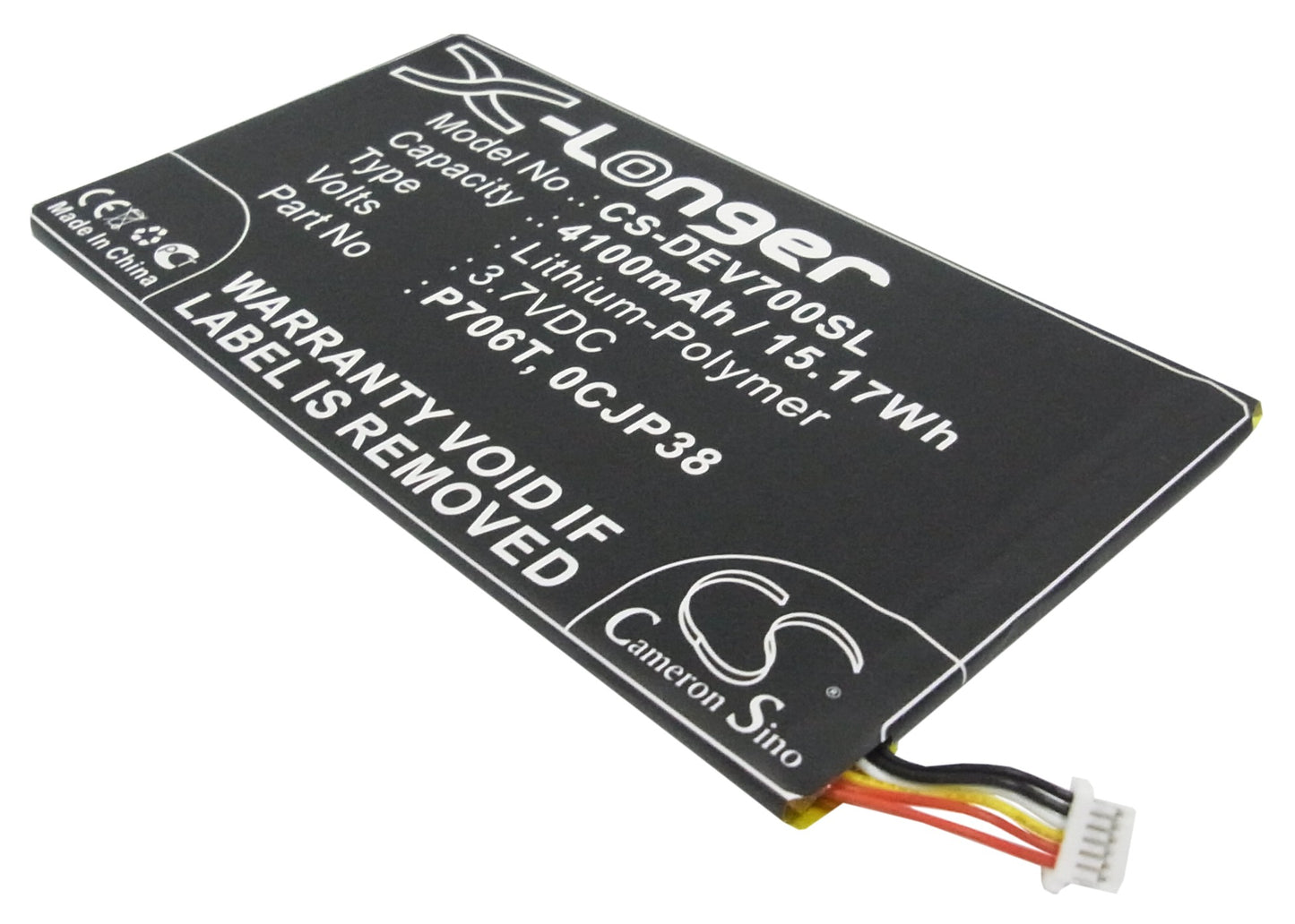 3.7V 4100mAH/15.17Wh Li-Polymer Tablet Battery for DELL