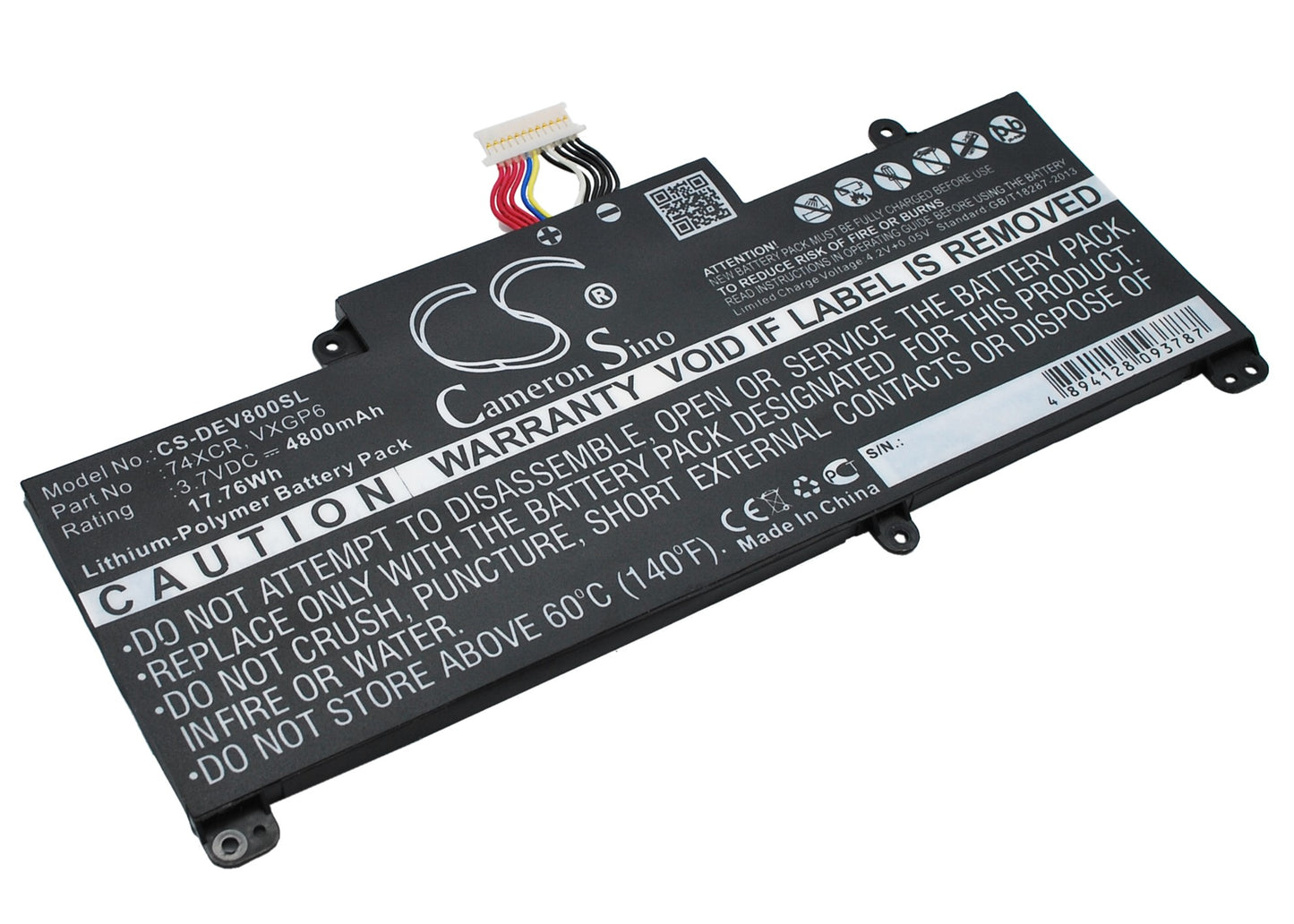 3.7V 4800mAh/17.76Wh Li-Polymer Tablet Battery for DELL