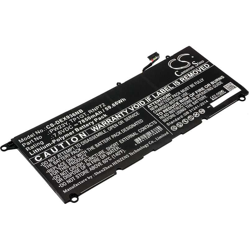 7.6V 7850mAh/59.66Wh Li-Polymer Notebook/Laptop Battery for DELL