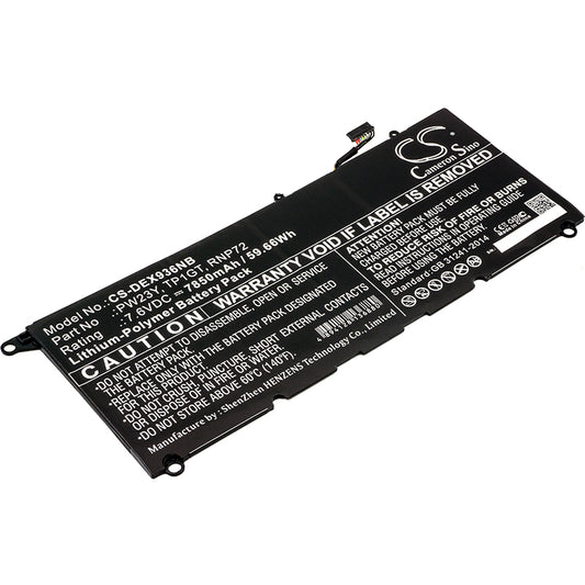 7.6V 7850mAh/59.66Wh Li-Polymer Notebook/Laptop Battery for DELL