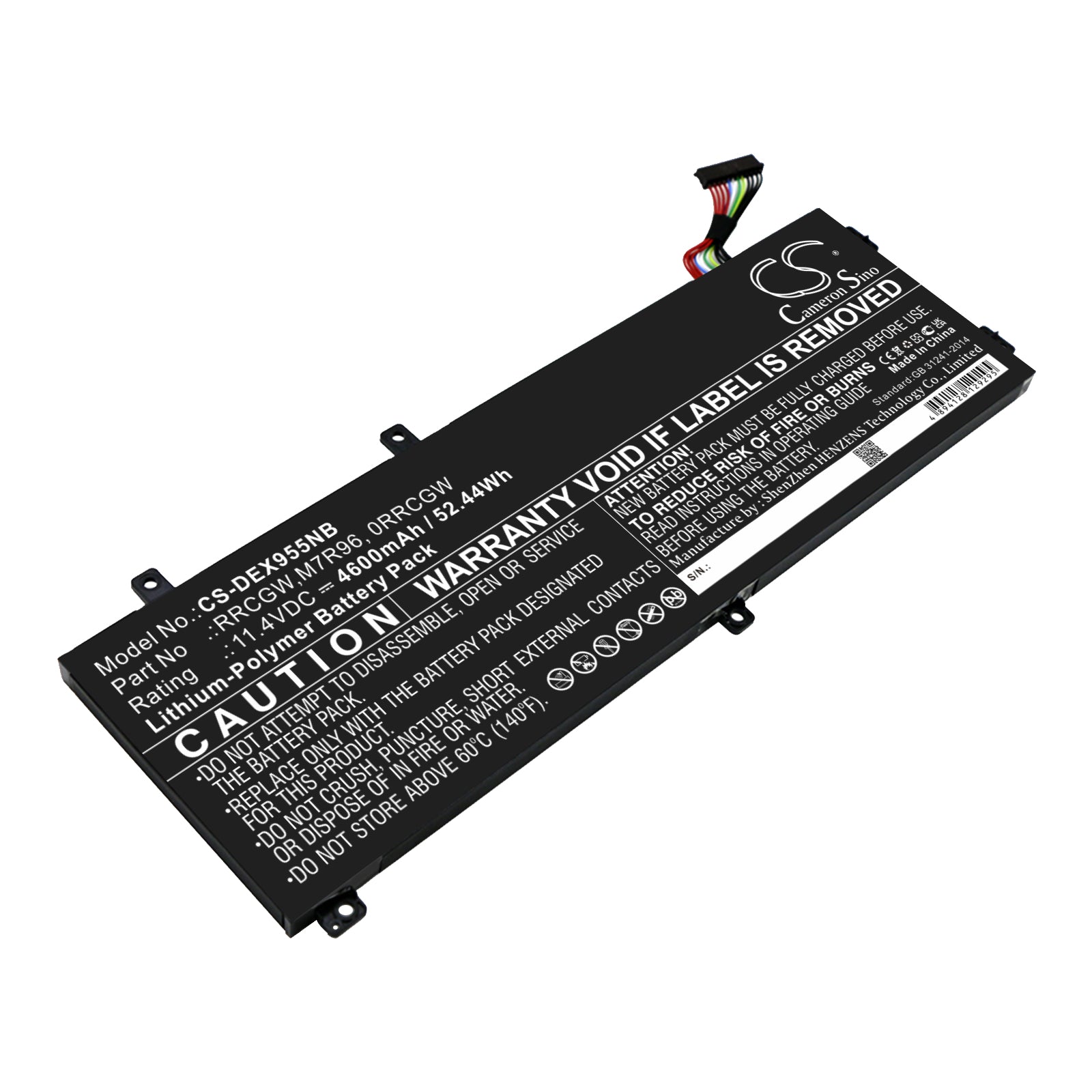 11.4V 4600mAh/52.44Wh Li-Polymer Notebook/Laptop Battery for DELL
