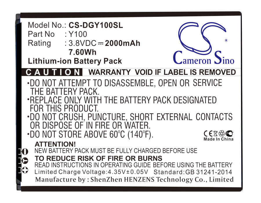 CS-DGY100SL Replacement Battery – Compatible with Valencia 2, Y100, Y100 Pro