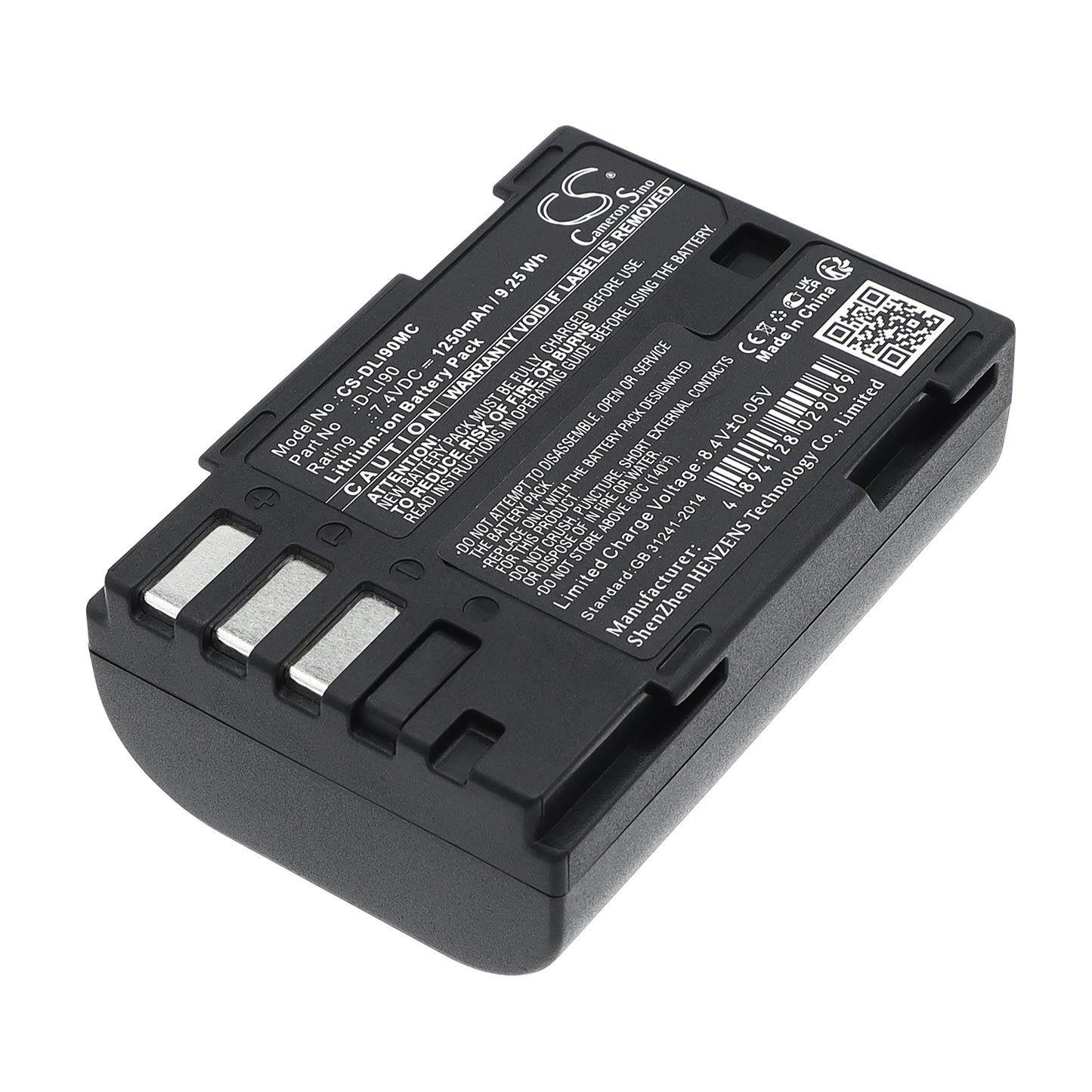 7.4V 1250mAh/9.25Wh Li-ion Camera Battery for PENTAX