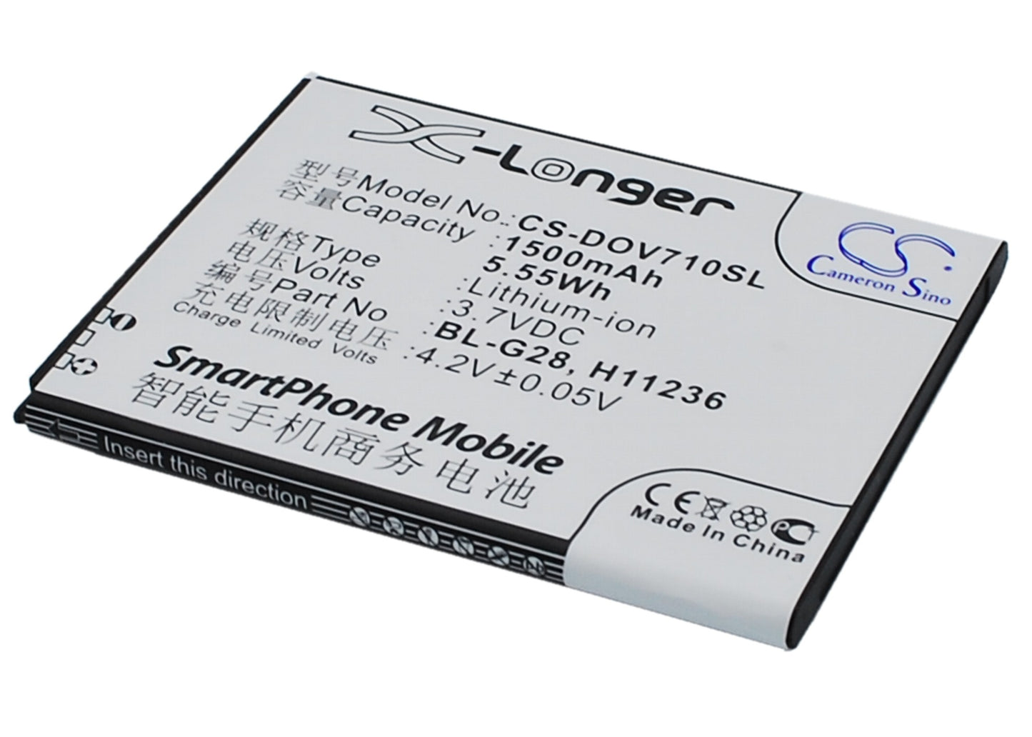 3.7V 1500mAh/5.55Wh Li-ion Mobile/SmartPhone Battery for DOOV