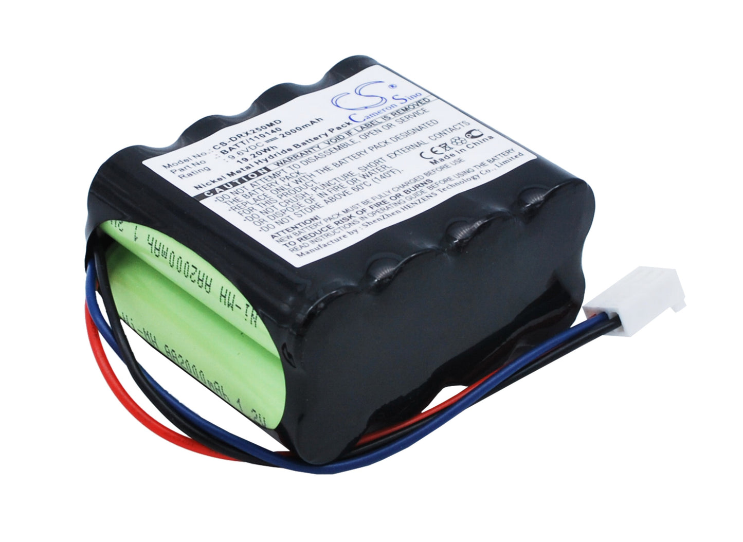 9.6V 2000mAh/19.20Wh Ni-MH Medical Battery for Drager