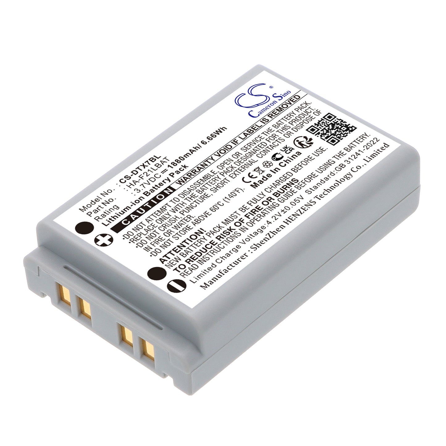 3.7V 1880mAh Li-ion Barcode/Scanner Battery for Casio