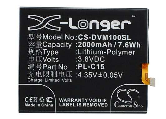 3.8V 2000mAh/7.60Wh Li-Polymer Mobile/SmartPhone Battery for DOOV