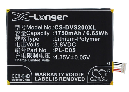 3.8V 1750mAh/6.65Wh Li-Polymer Mobile/SmartPhone Battery for DOOV
