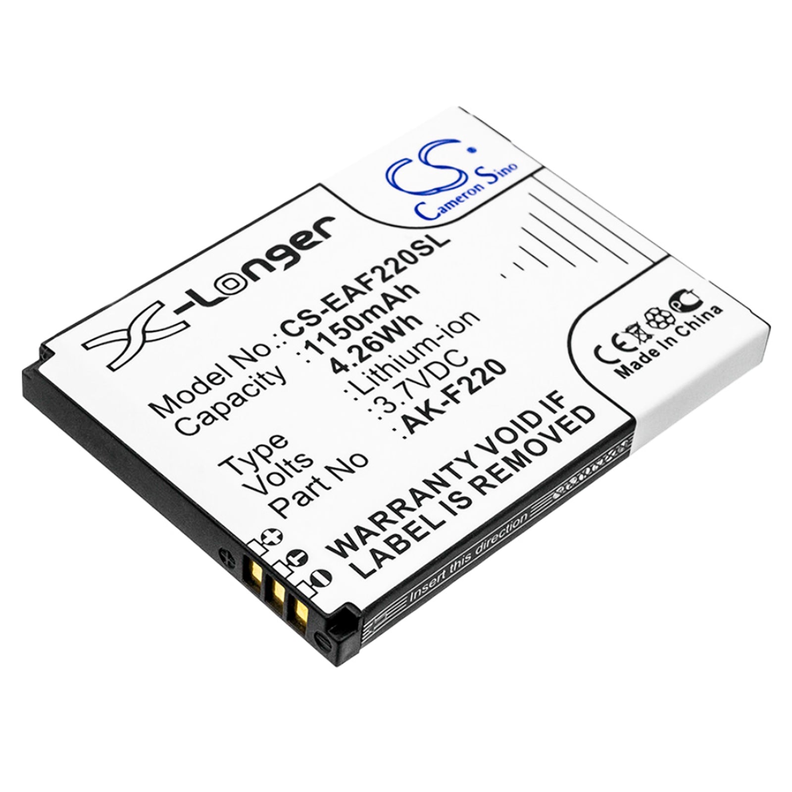 3.7V 1150mAh/4.26Wh Li-ion Mobile/SmartPhone Battery for Emporia