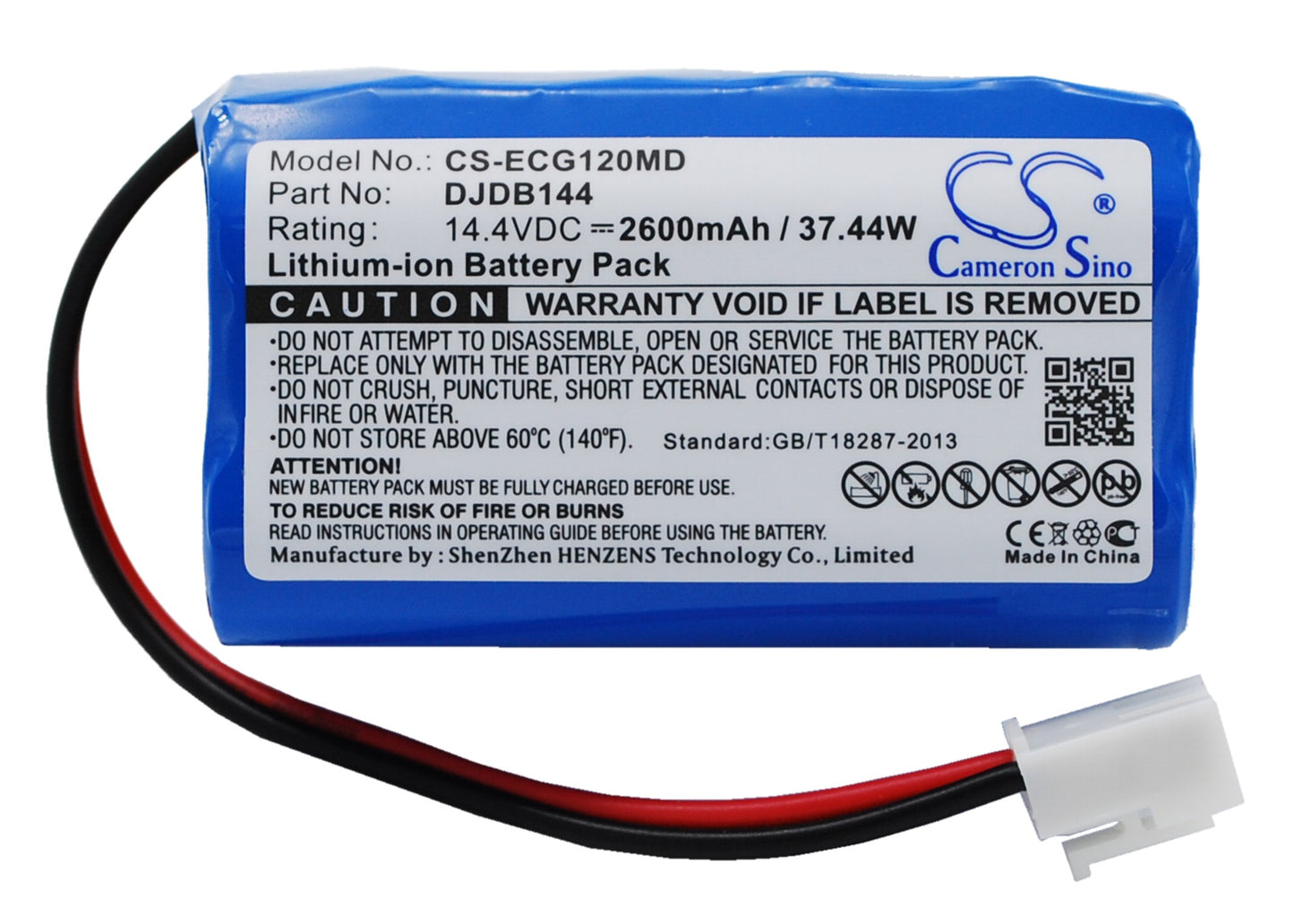 14.4V 2600mAh/37.44Wh Li-ion Medical Battery for CMICS
