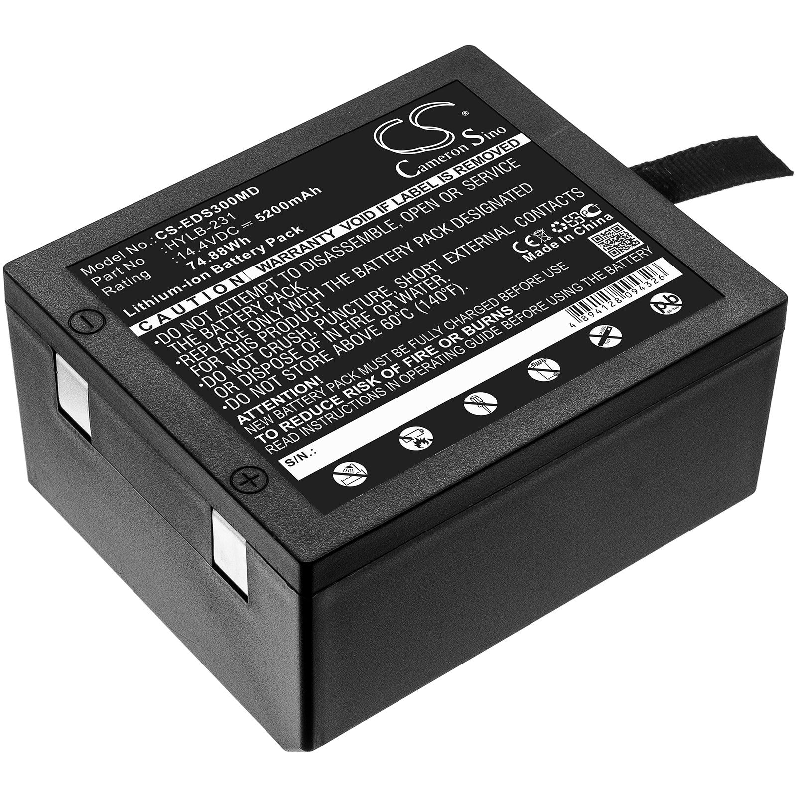 14.4V 5200mAh/74.88Wh Li-ion Medical Battery for EDAN