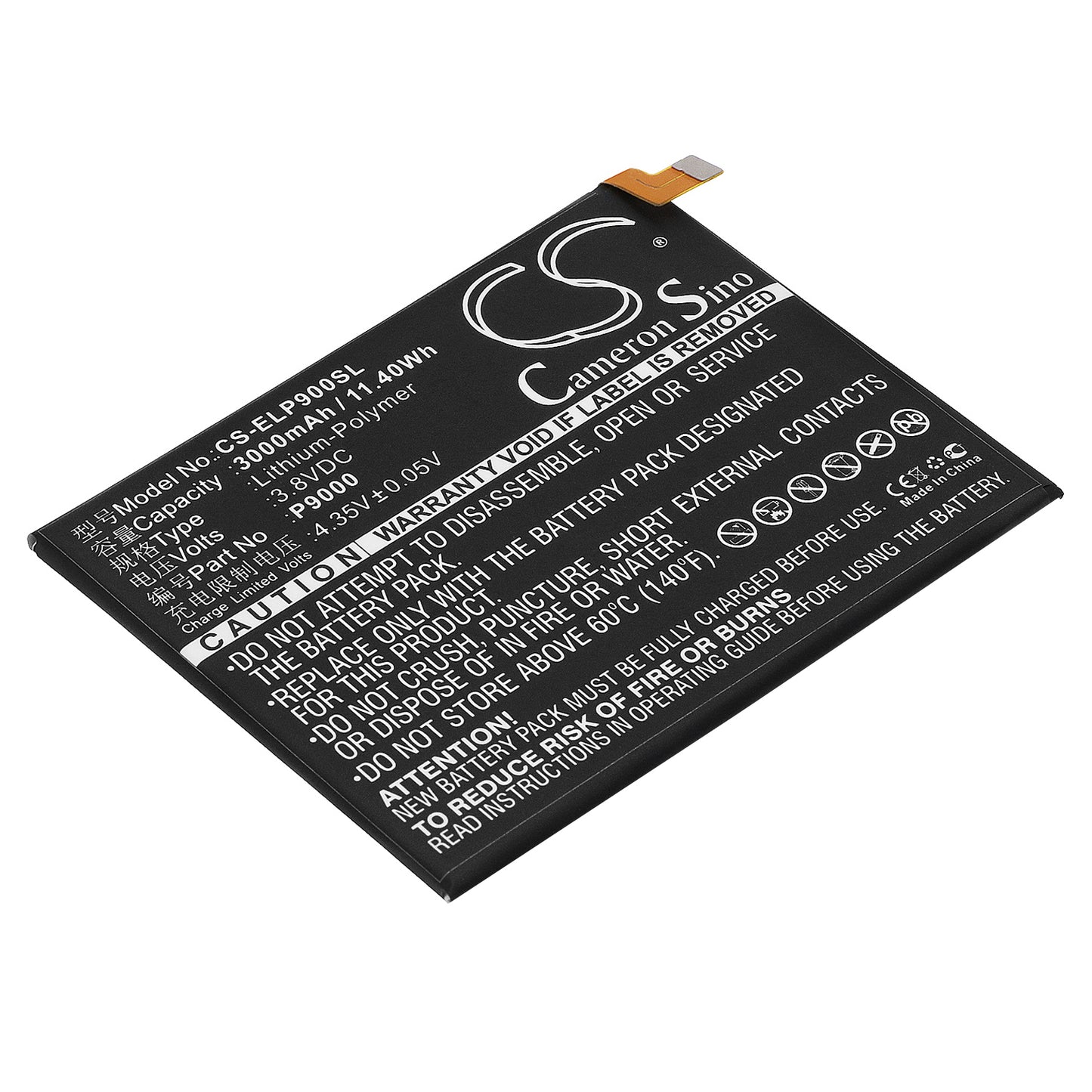 3.8V 3000mAh/11.40Wh Li-Polymer Mobile/SmartPhone Battery for Elephone
