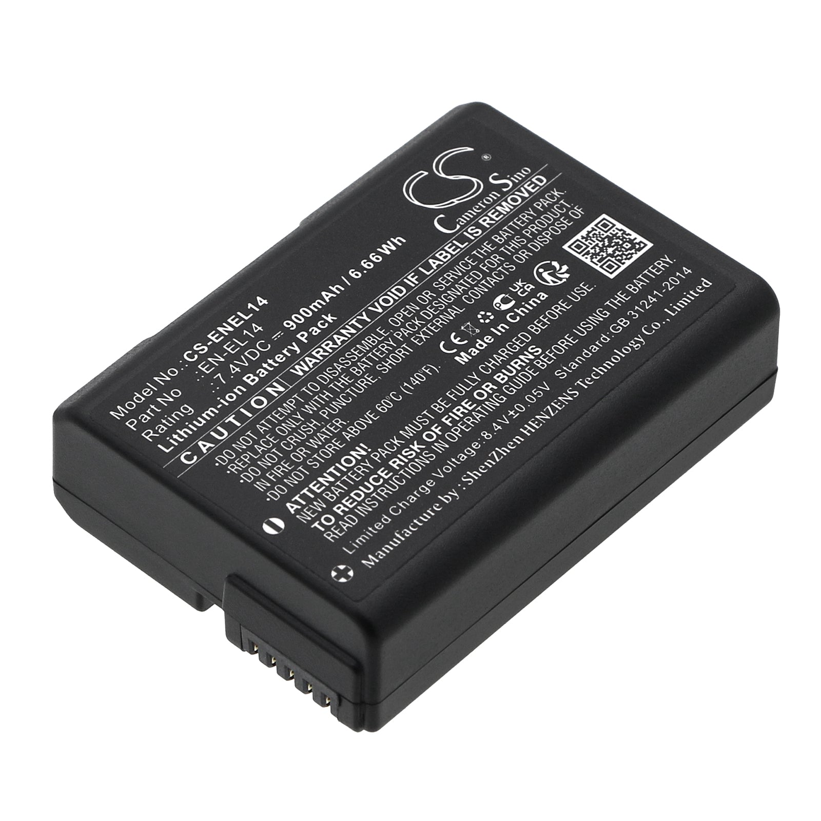 7.4V 900mAh/6.6Wh Li-ion Camera Battery for Nikon