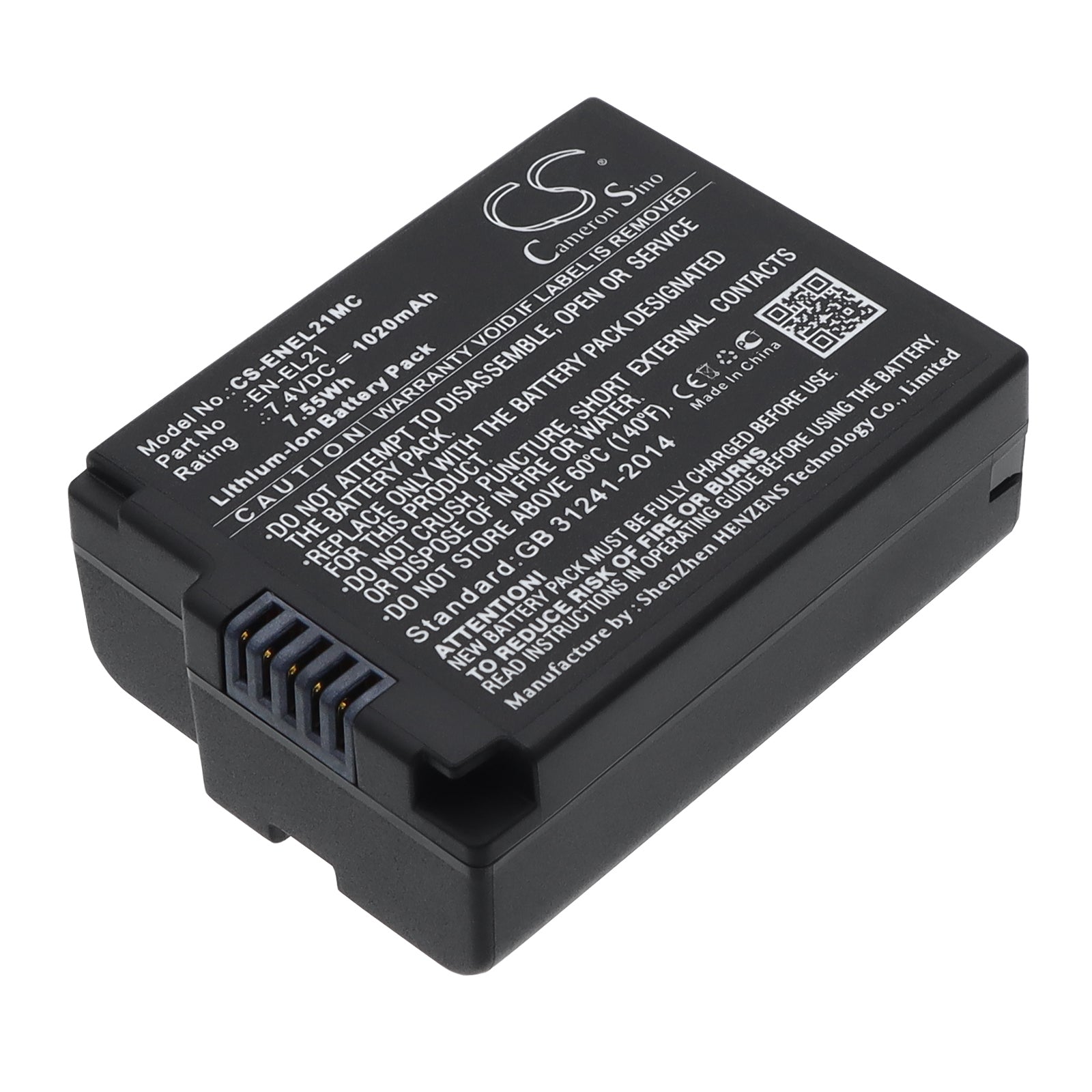 7.4V 1020mAh/7.55Wh Li-ion Camera Battery for Nikon