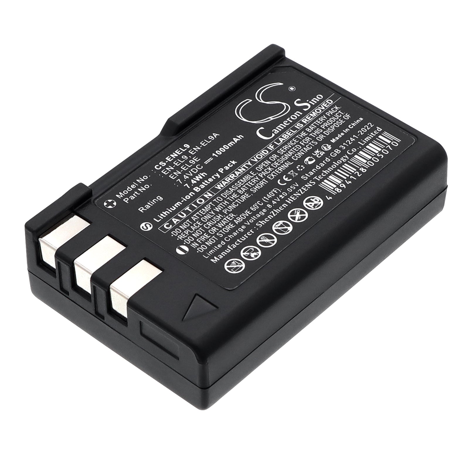 7.4V 1000mAh/7.40Wh Li-ion Camera Battery for Nikon