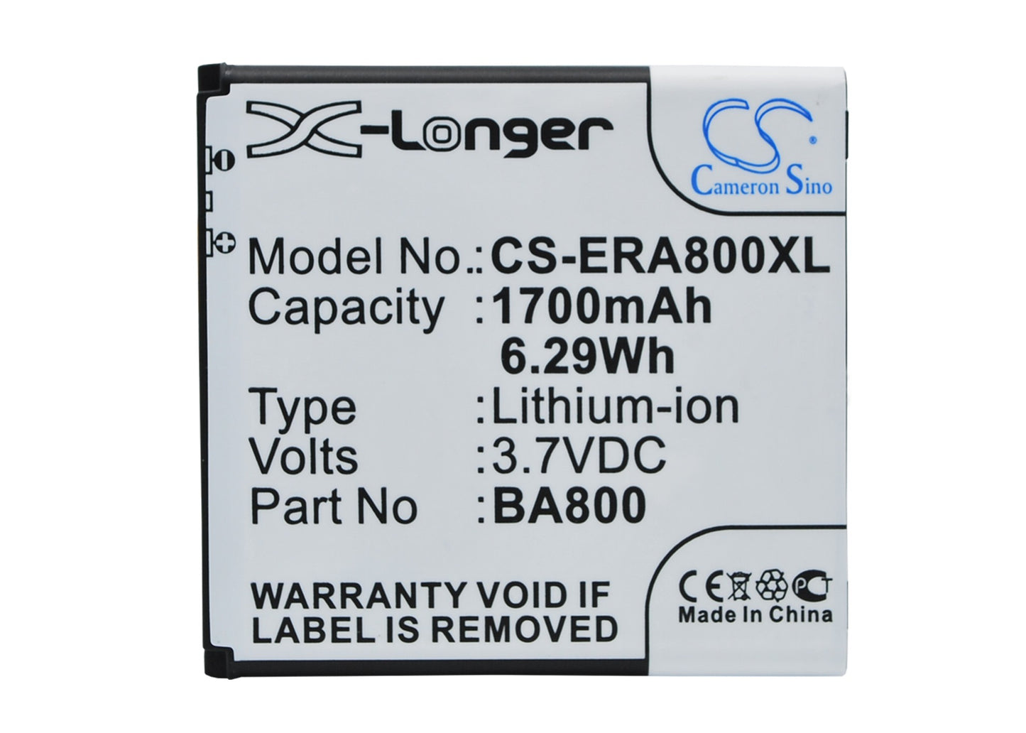 3.7V 1700mAh/6.29Wh Li-ion Mobile/SmartPhone Battery for Sony Ericsson