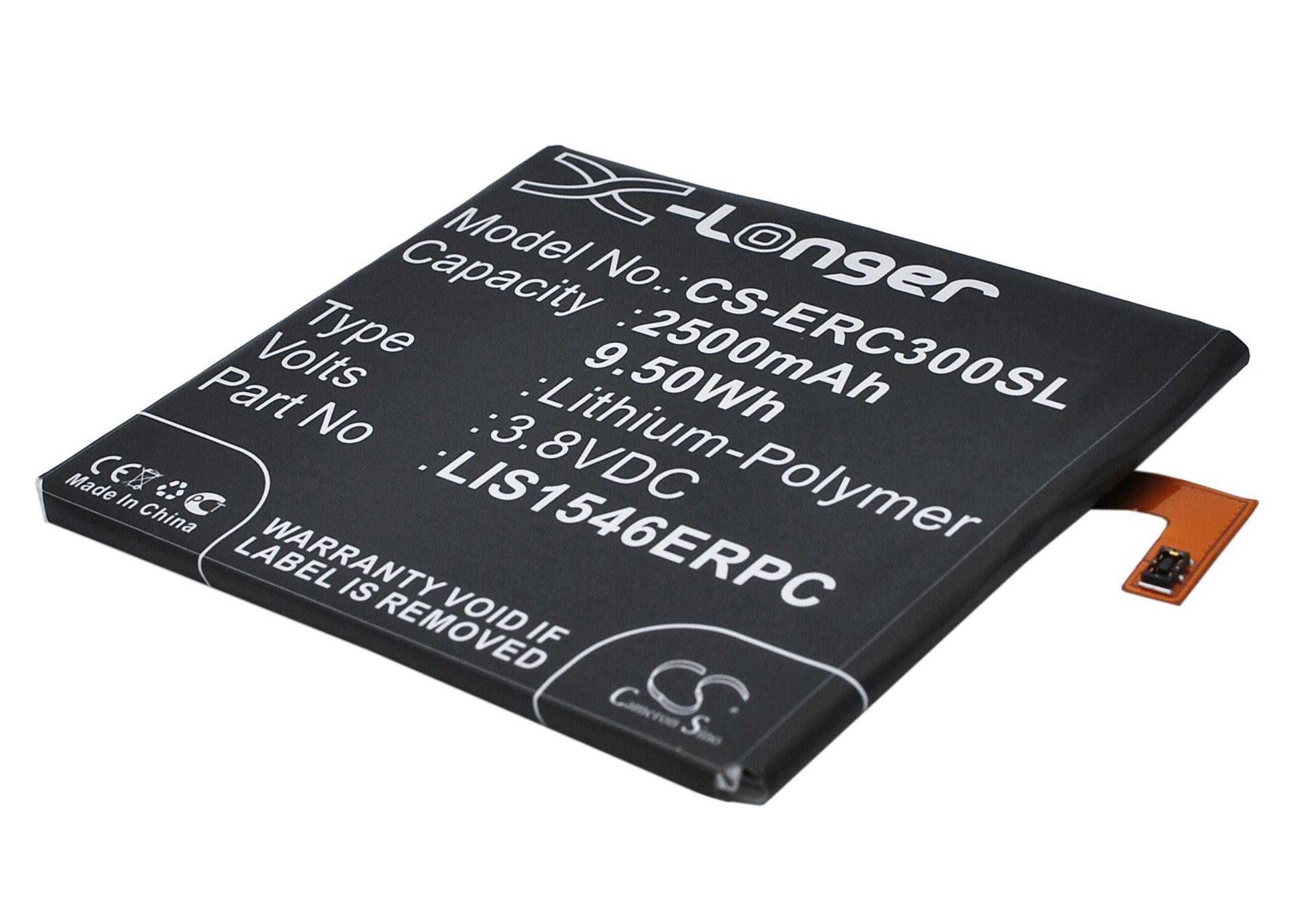 3.8V 2500mAh/9.50Wh Li-Polymer Mobile/SmartPhone Battery for Sony Ericsson