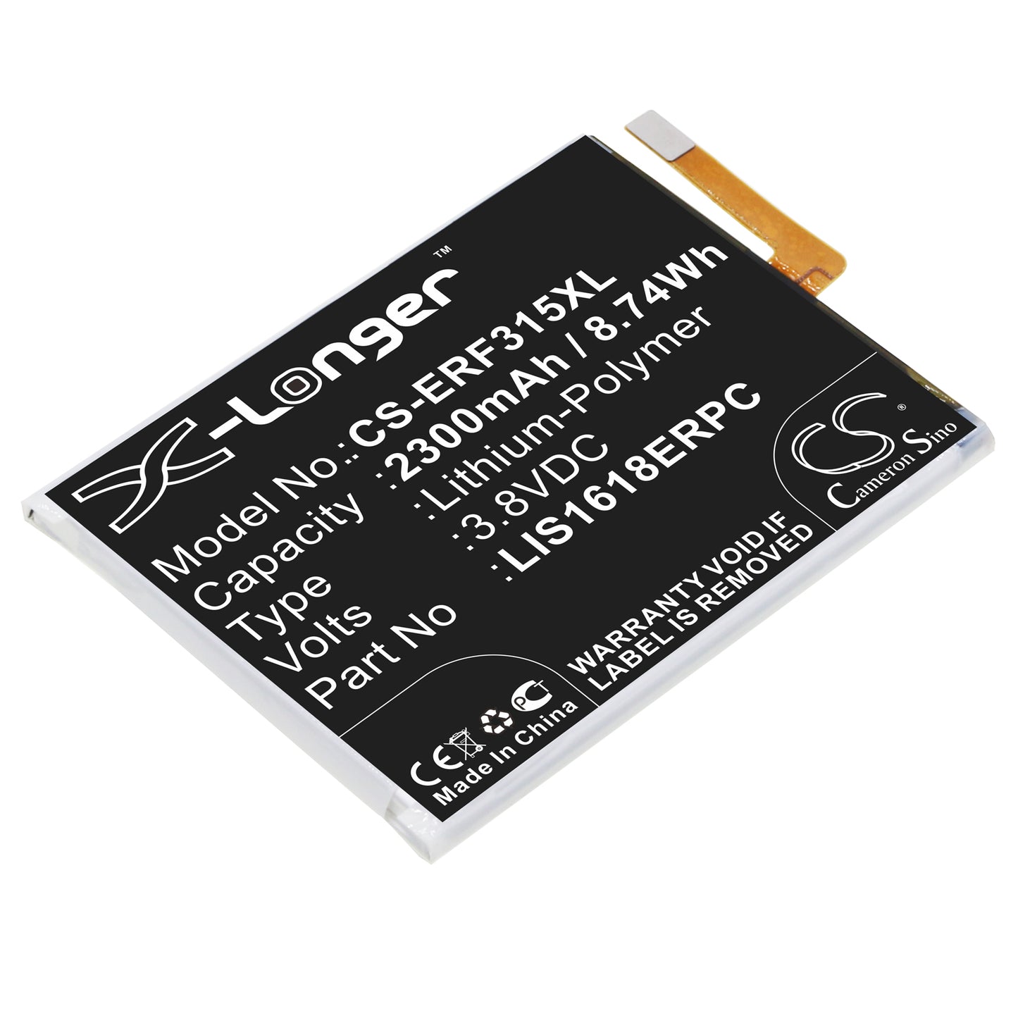 3.8V 2300mAh/8.74Wh Li-Polymer Mobile/SmartPhone Battery for Sony