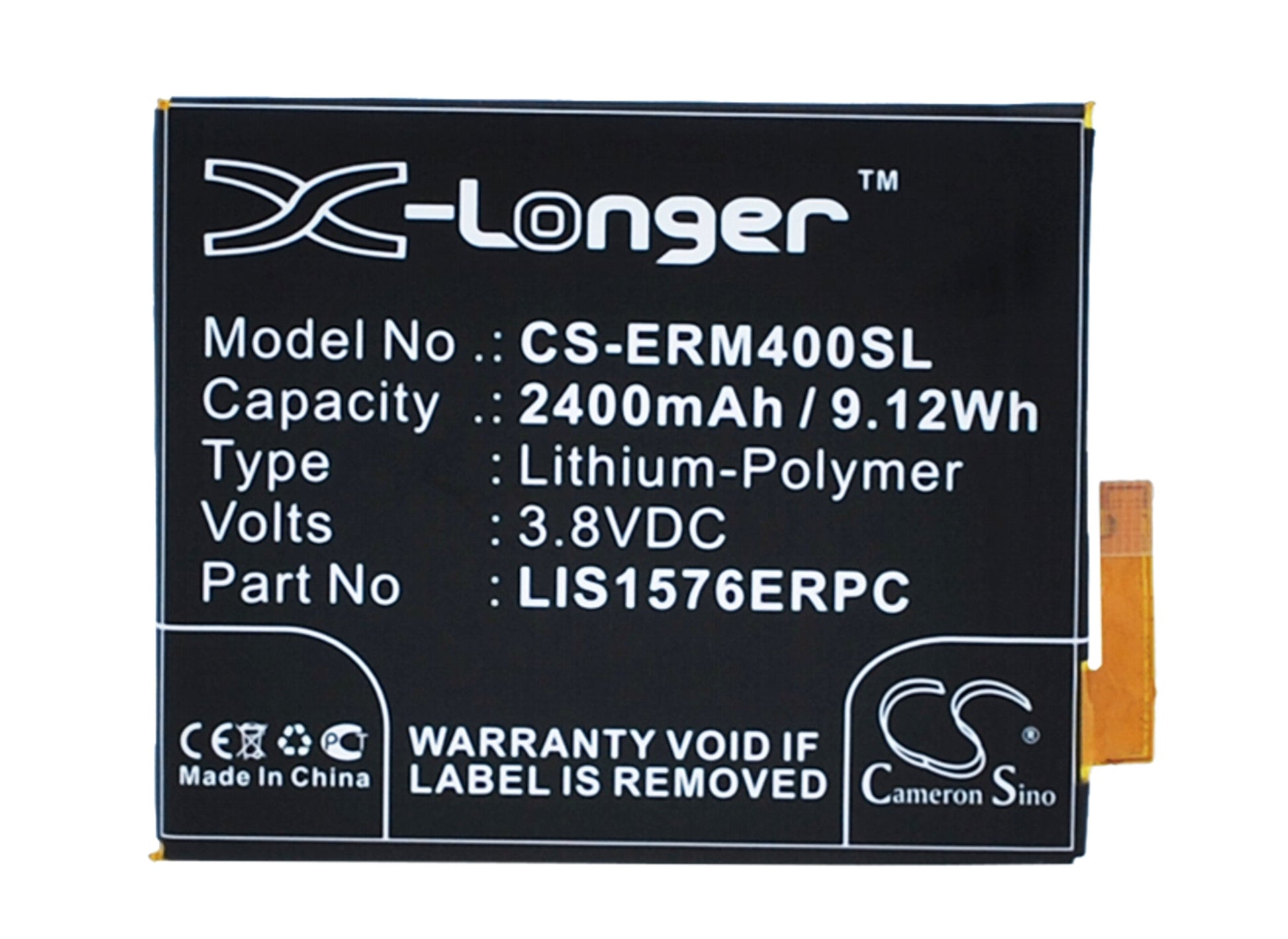 3.8V 2400mAh/9.12Wh Li-Polymer Mobile/SmartPhone Battery for Sony Ericsson