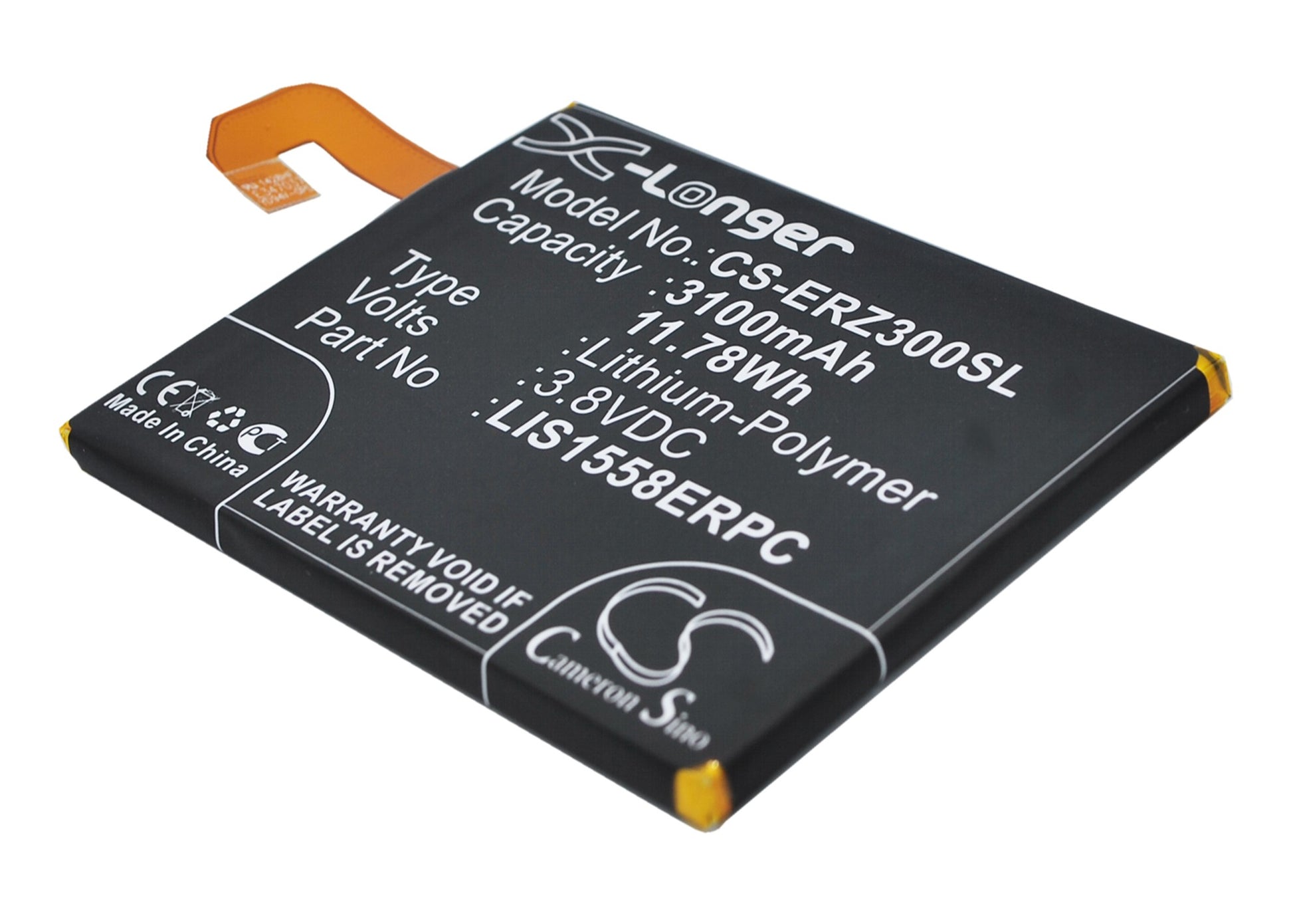 3.8V 3100mAh/11.78Wh Li-Polymer Mobile/SmartPhone Battery for Sony Ericsson
