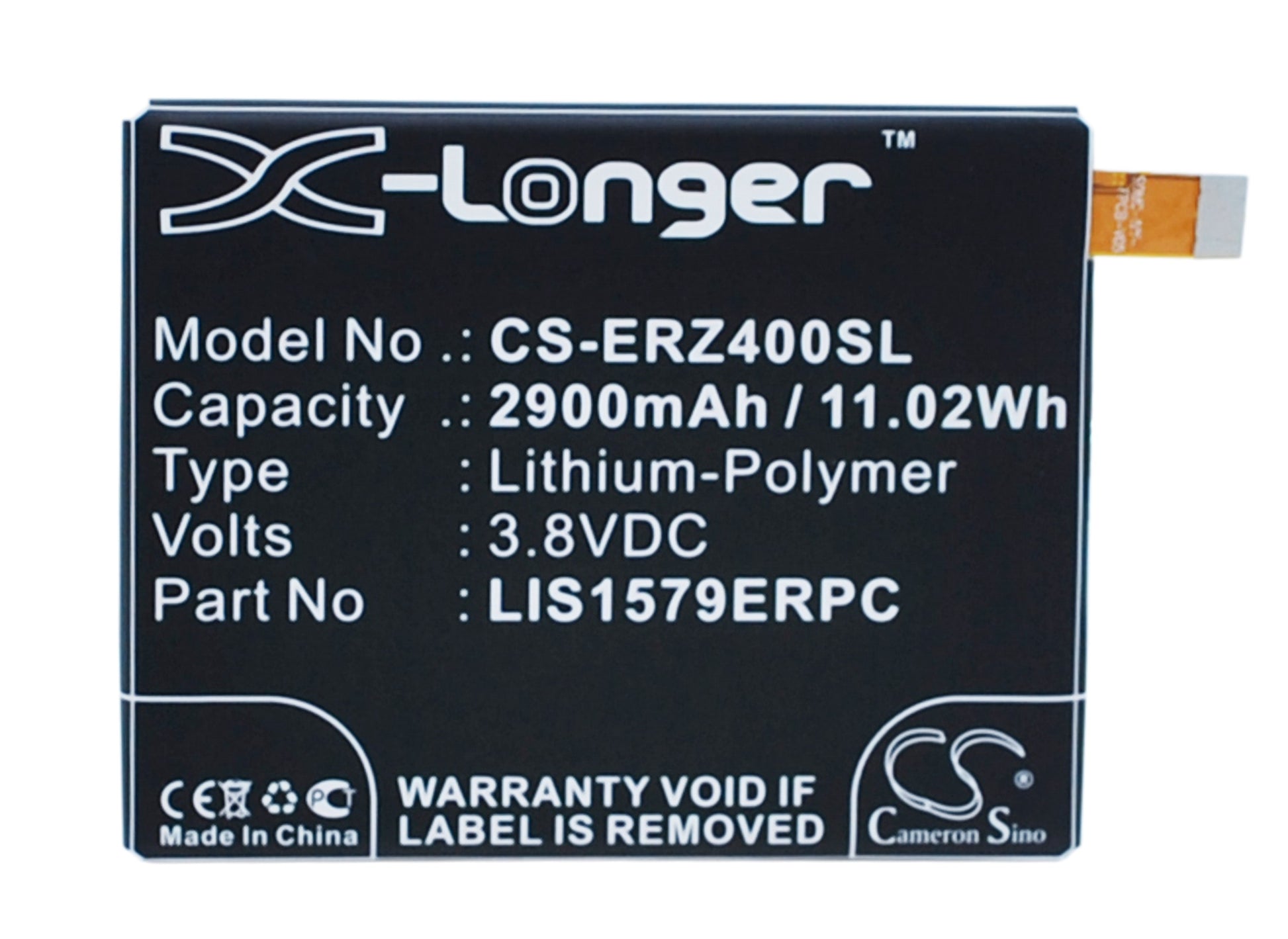 3.8V 2900mAh/11.02Wh Li-Polymer Mobile/SmartPhone Battery for Sony Ericsson